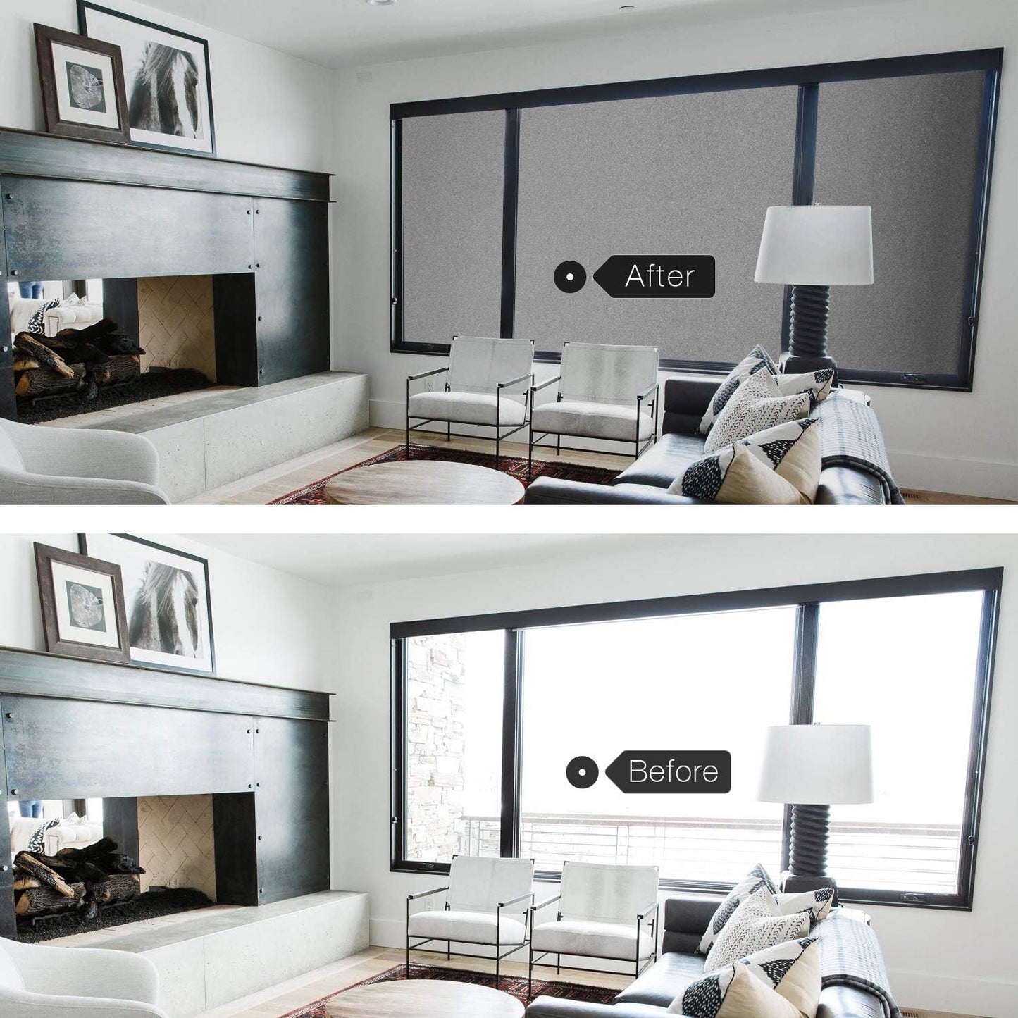 HIDBEA Frosted Window Privacy Film - Non Adhesive Static Cling Glass Stickers Sun UV Blocking Heat Control Door Covering Decals for Home Office, Frosted Gray, 35.4 x 98.4 Inch