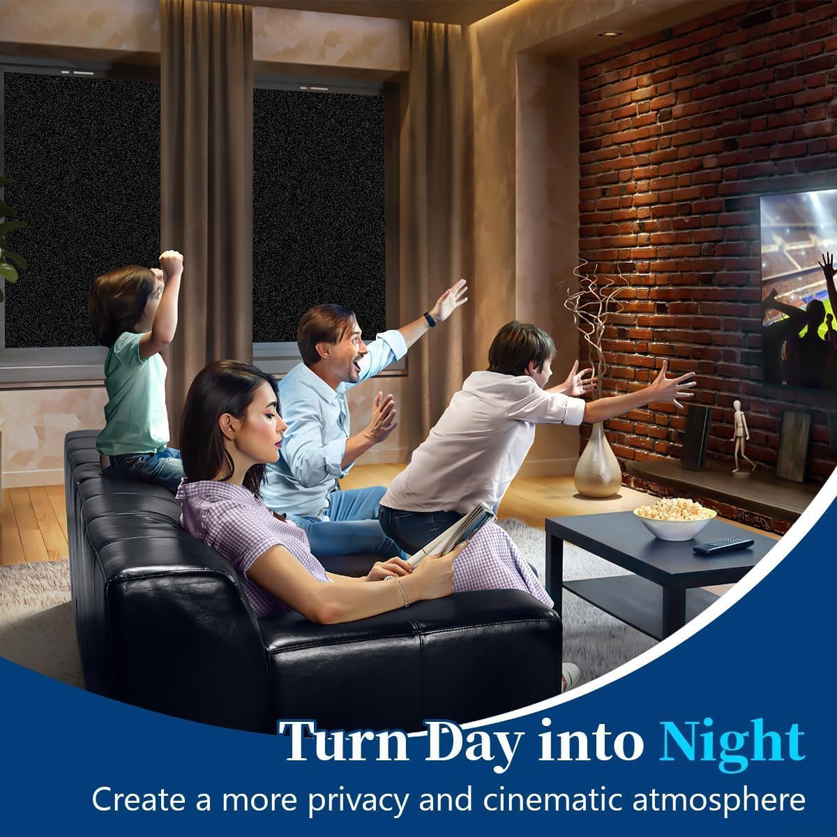 Niviy Blackout Window Privacy Film Room Darkening Black Out Windows Covers Sun Blocking Removable Window Tint for Home,Bedroom,Garage 17.5 x 78.7 Inches