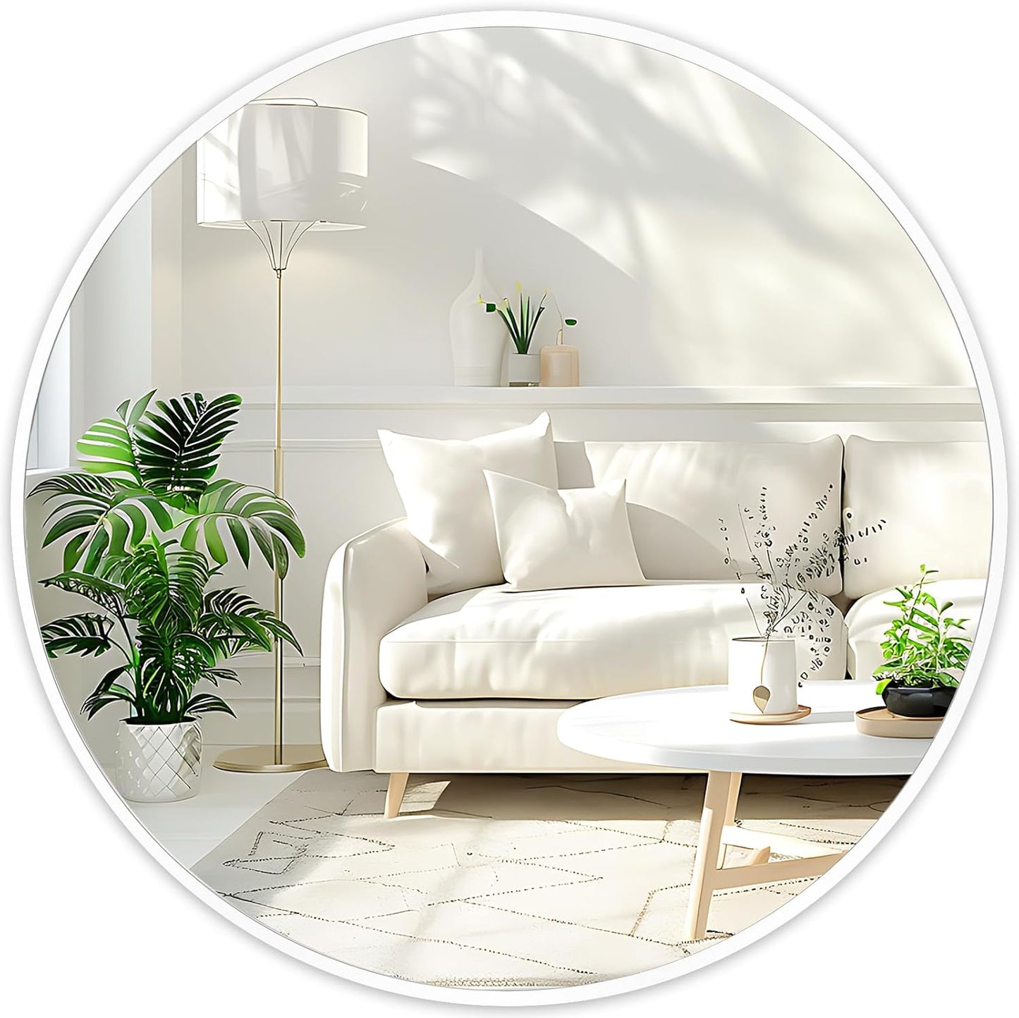 Fabuday White Round Mirror for Wall 20 inch - Circle Mirror for Bathroom, Entryway, Living Room, Hallway, Bedroom Decor, Small Matte Frame Mirrors