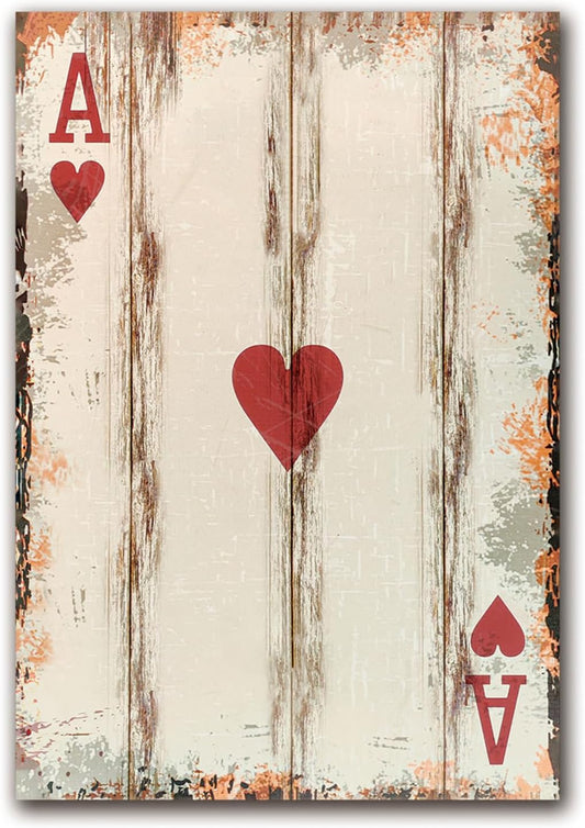 Poker Canvas Wall Art Print Ace of Hearts Game Room Wall Art Print Wall Decor Prints Poster With Framed