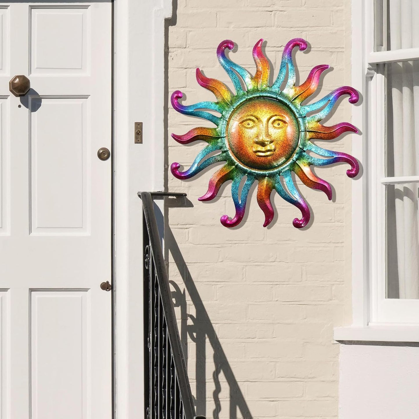 MACLARONX Metal Sun Wall Decor, Sun Face for Outdoor Garden Fence Yard Art Porch Door Patio Living Room Home Decorations Farmhouse Indoor Gift for Housewarming, G1