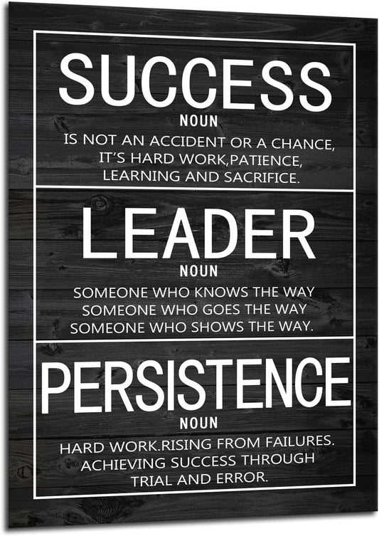 Motivational Poster Success Leader Persistence Inspirational Wall Art Inspiration Canvas Prints Artwork for Living Room Modern Home Decor Painting Stretched and Framed Ready to Hang [18''Wx 24''H]
