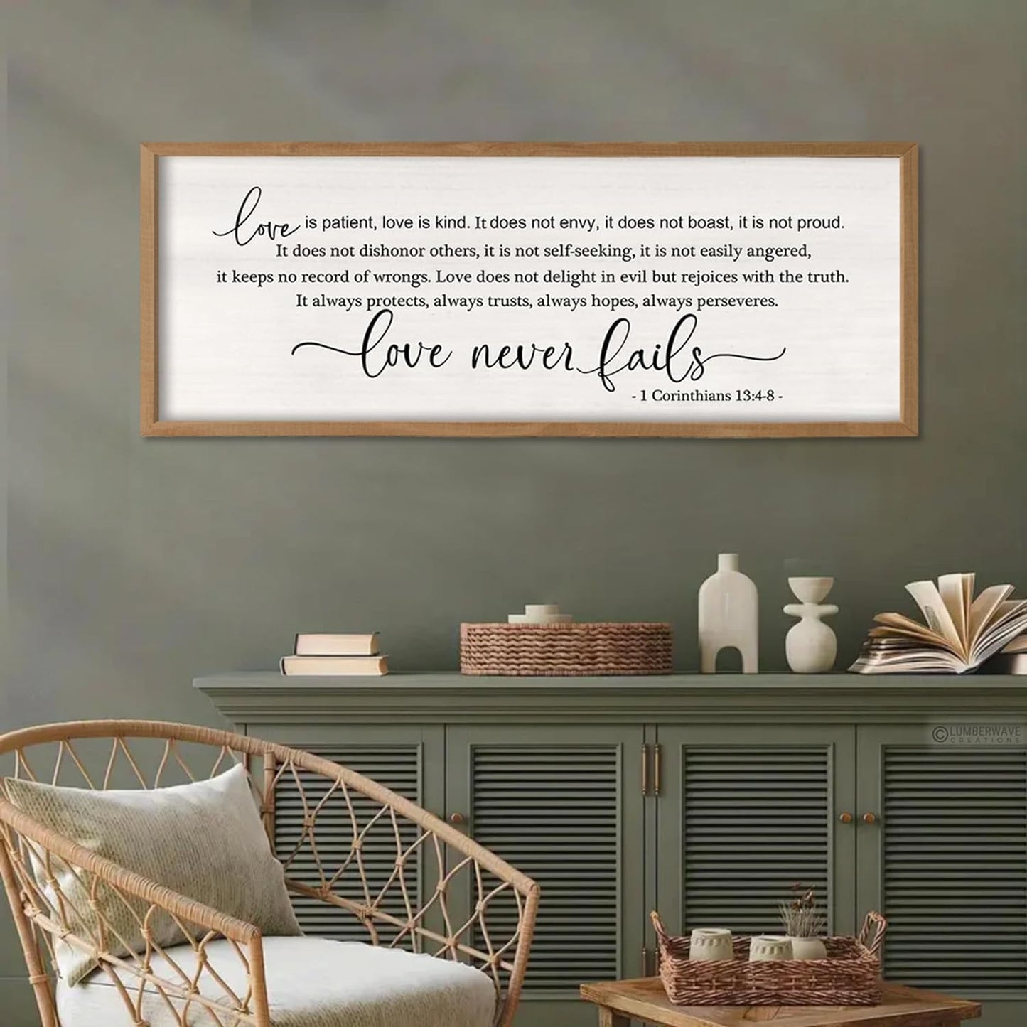 Love Is Patient Love Is Kind Wall Decor Art 32×12 Inch (Wood)