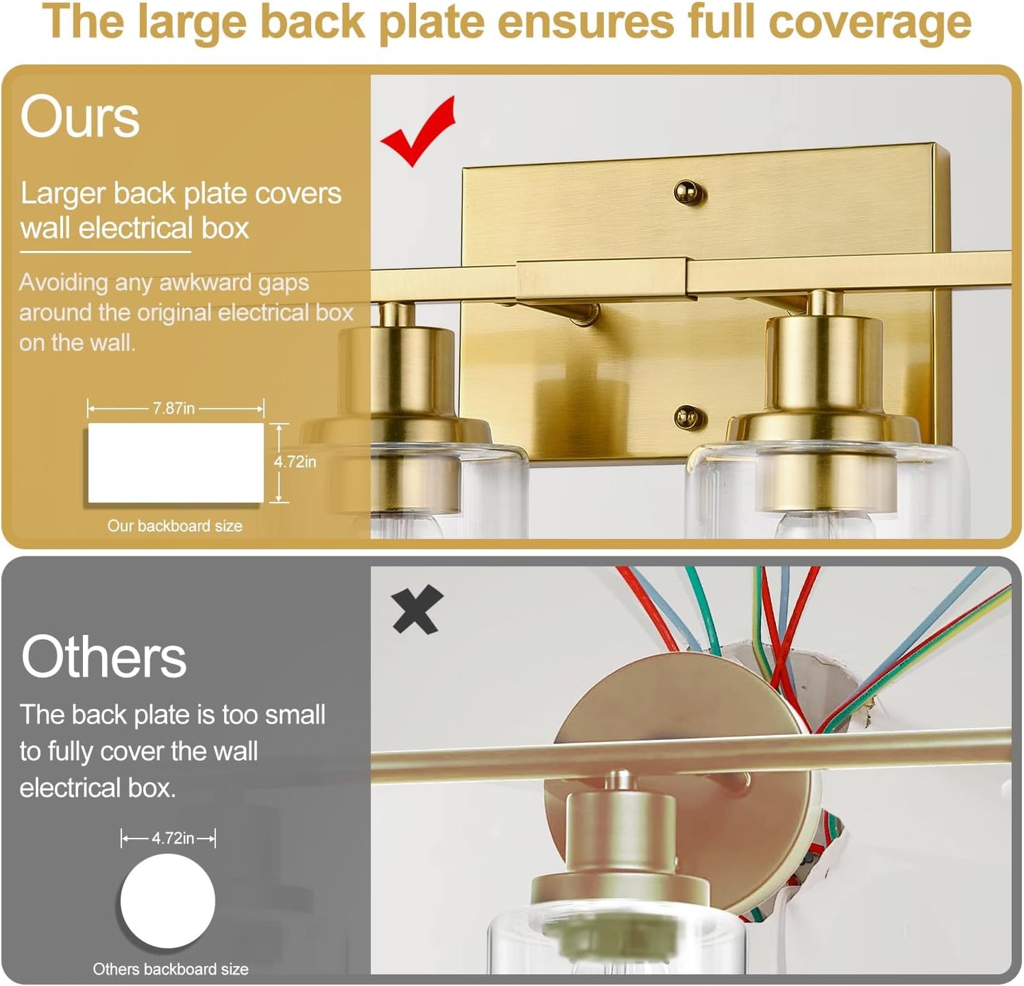 4-Light Vanity Lights with Clear Glass Shades, Brushed Gold Bathroom Light Fixtures Over Mirror, Modern Bathroom Wall Lamp for Mirror Living Room Cabinet Bedroom Porch