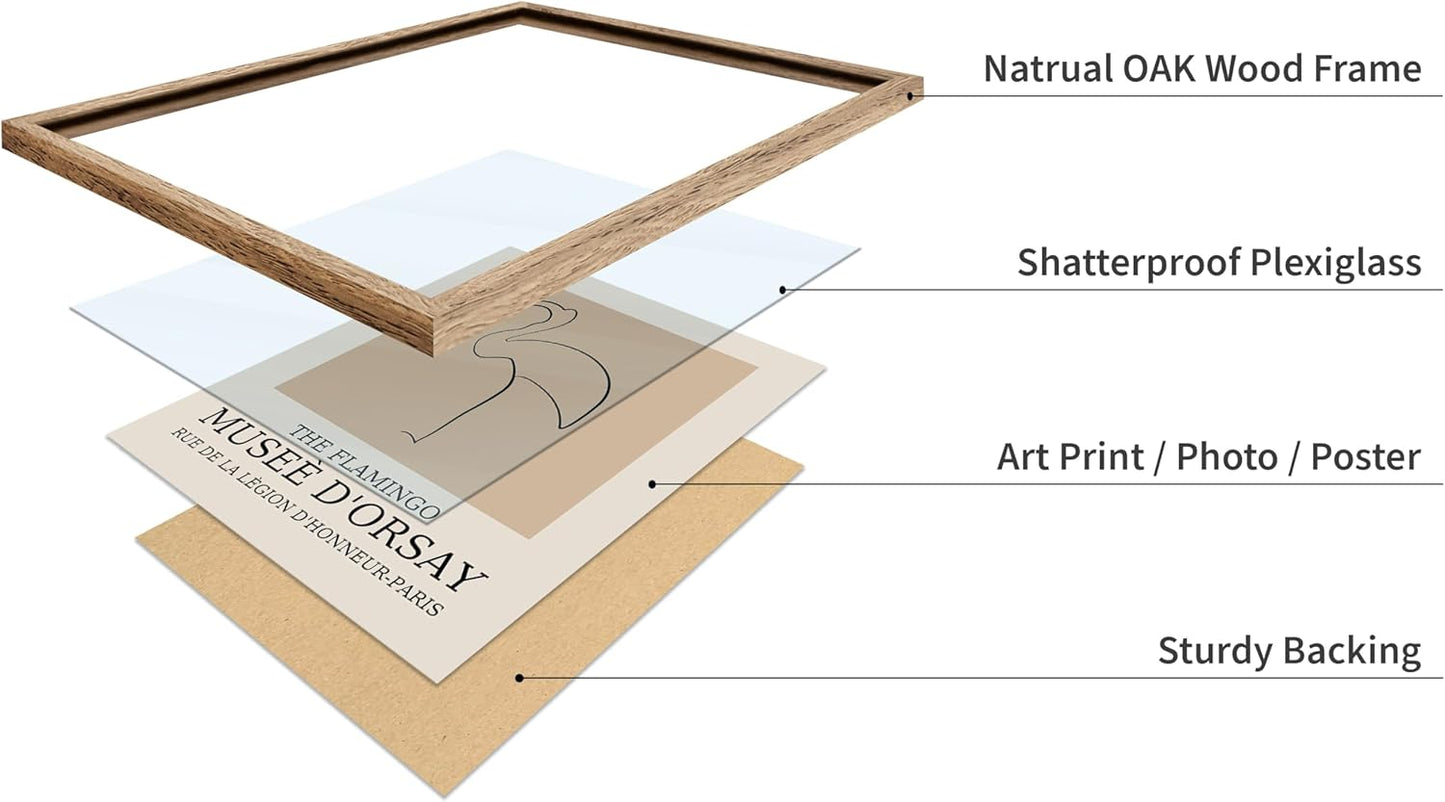 Poster Master Vintage Poster - Retro Minimalist Print - Gift for Artist, Housewarming - Flamingo, Line Drawing, Sketch, Abstract - Wall Decor for Living Room, Bedroom, 8x10 Beige Framed