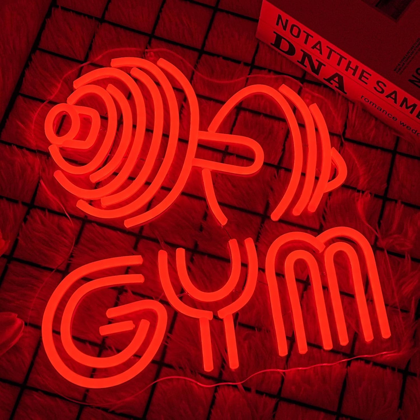 Dumbbell Neon Sign Barbell Gym Neon Signs Gym Letter Neon Light Gym Red Barbell Neon Light Sign for Sports Room, Decor Club,Party Bar,Fitness Club Decoration(Red)