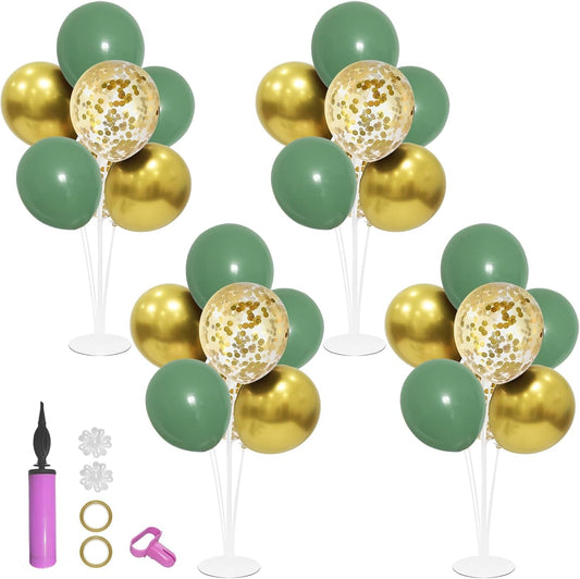 Green and Gold Balloon Stand Centerpiece Table Decorations for Birthday Woodland Baby Shower Party Decoration (Green gold set4)