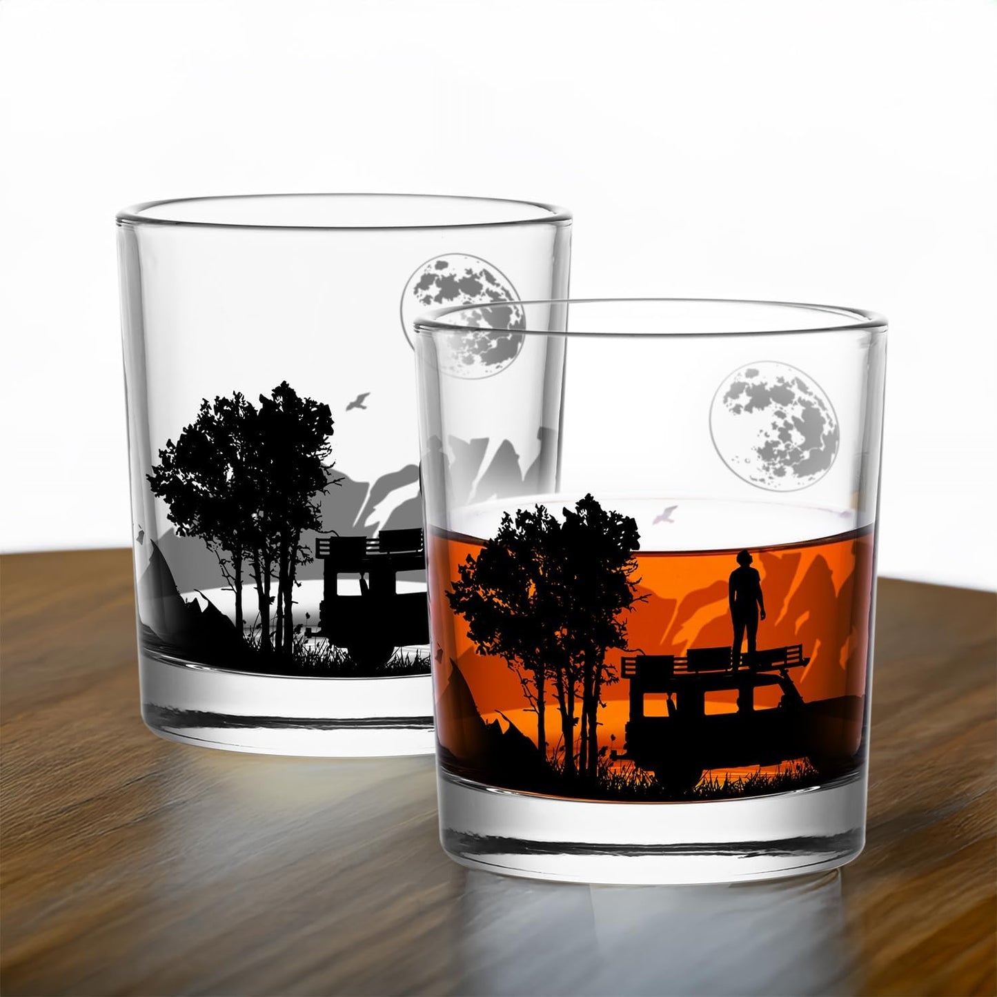 Old Fashioned Whiskey Glasses, Stemless Wine Glasses with Gift Box, 10Oz Rocks Glass for Scotch Cocktail Bourbon Vodka Liquor, Unique Gifts for Dad, Husband, Father's Day, Anniversary