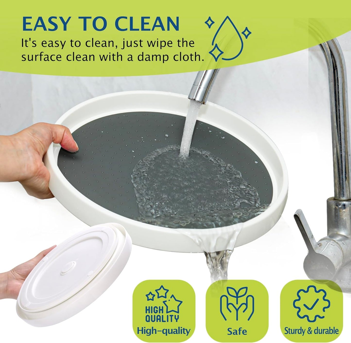 Set of 6, 10 Inch Non-Skid Lazy Susan Turntable, Lazy Susan Organizer for Cabinet, Pantry Organization, Kitchen Storage, Bathroom Sink Cabinet, Refrigerator, Countertop, Spice Rack (6 Pack 10 in)