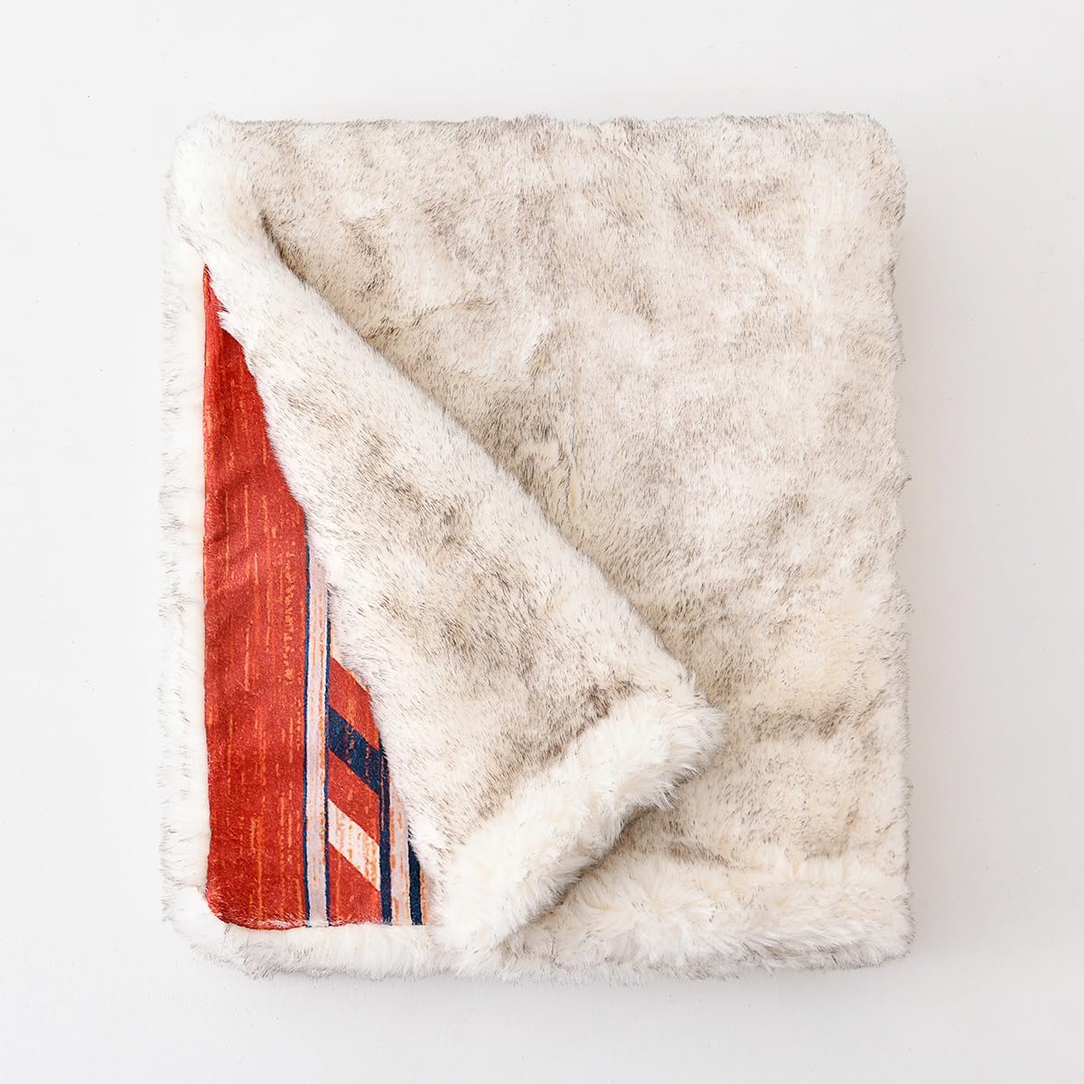 Luxury Plush Faux Fur Throw Blanket with Aztec Pattern, Super Warm, Fuzzy, Elegant, Fluffy Decoration Blanket for Couch, Armchair, Sofa and Bed, 50''x 60'', Red