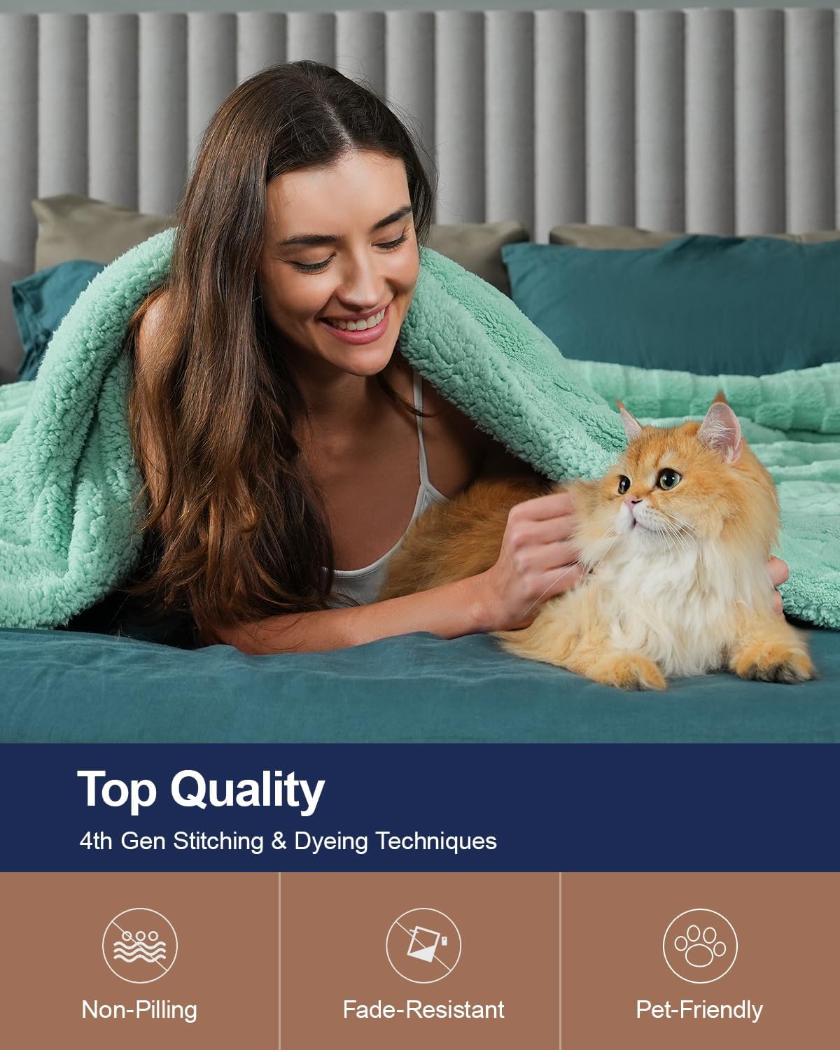 Pawque Super Soft Cozy Throw Blanket Queen Size for Couch Bed, Fluffy Sherpa Fleece Reversible Thick Warm Fuzzy Blanket for All-Season, 3D Checkered Jacquard Decorative Blankets, Sage Green, 90"x90"