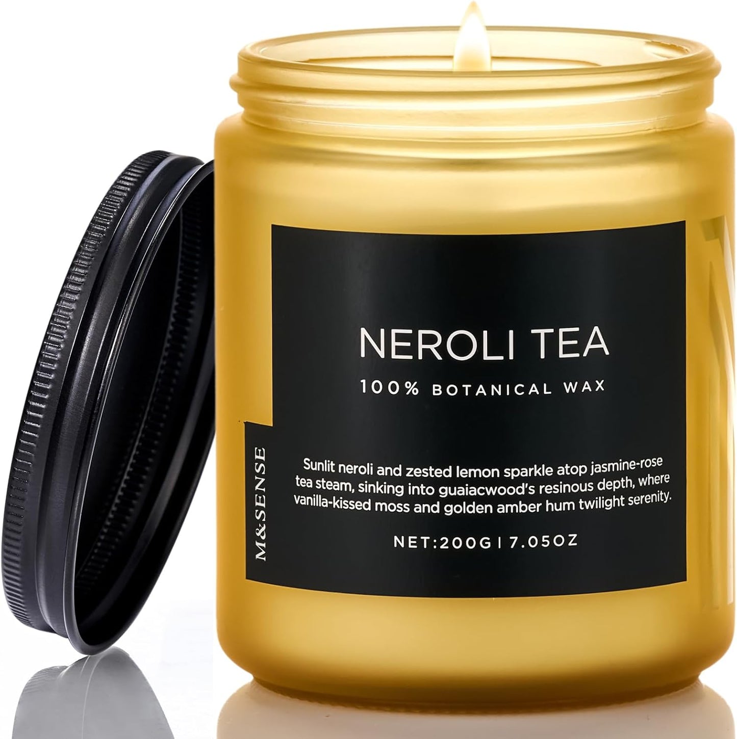 M&SENSE Neroli Tea Scented Candle, 7.05oz 50 Hours Long Lasting Burn 2 Wick Non Toxic Natural Soy Wax Candle for Women, Slow Burning Home Fragrance Gifts for Stress Relief & Relaxing