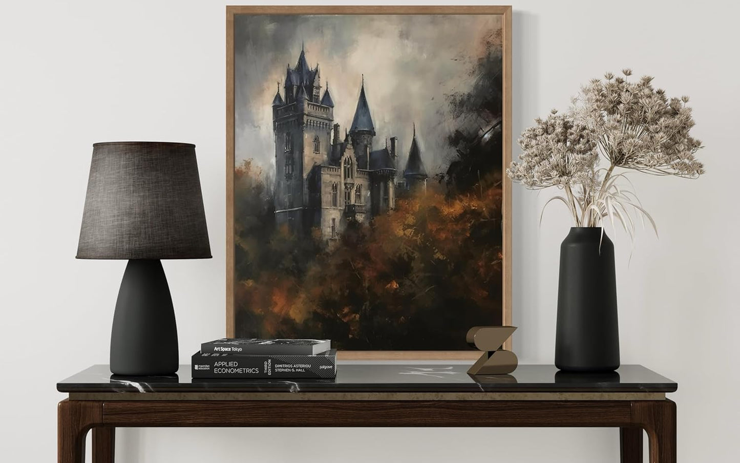 Old Castle Poster Art Print, Halloween Scary Vintage Wall Art Academia Spooky Painting Decoration for Horror Prints, Gothic Posters Bedroom Decor 89 (Old Castle, 8 x 10 inches, Wood Frame)