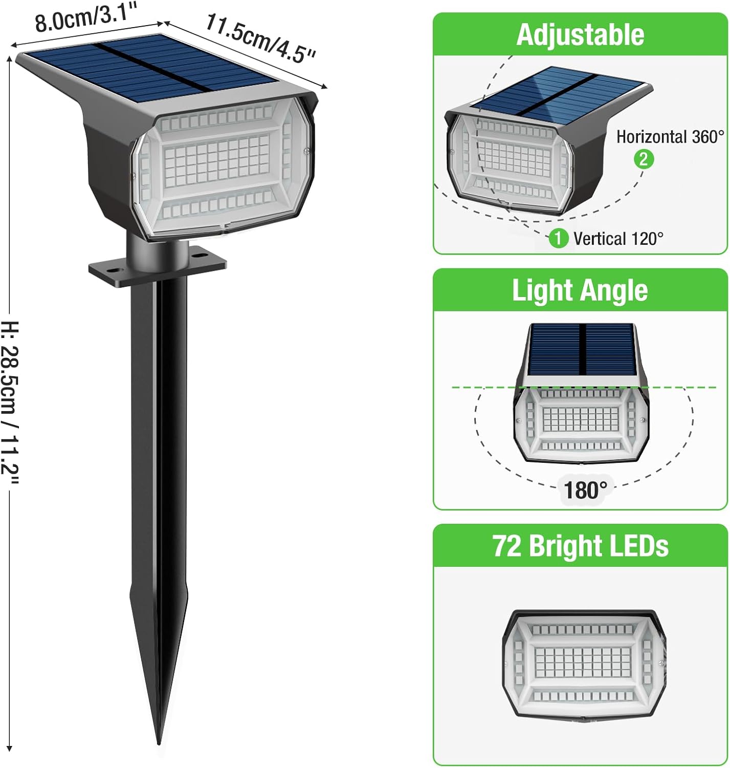 nipify 4 Pack Solar Spot Lights Outdoor, Solar Powered Waterproof Spotlight, Landscape Lighting for Outside Yard Garden Pathway,Blue