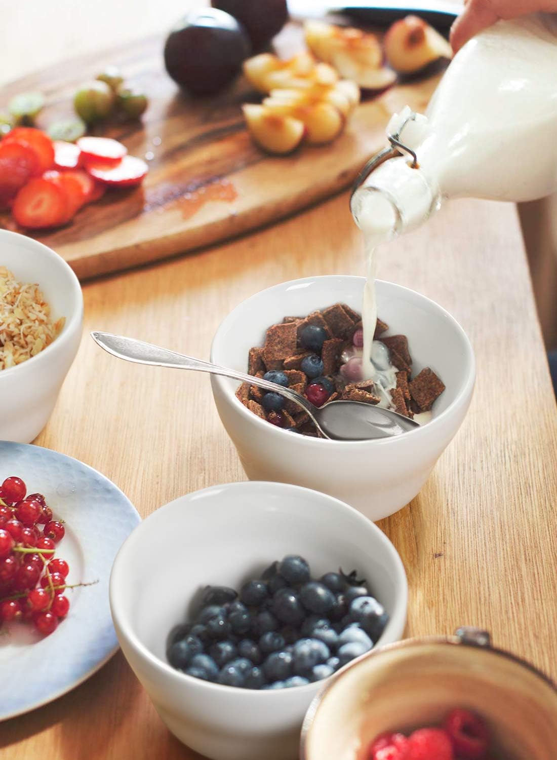 LE TAUCI Bouillon Cups 8 Ounce, Ice Cream Bowls, Small Bowls for Dessert Soup Chili Dipping Sauce Coffee Cupping - Set of 6, White