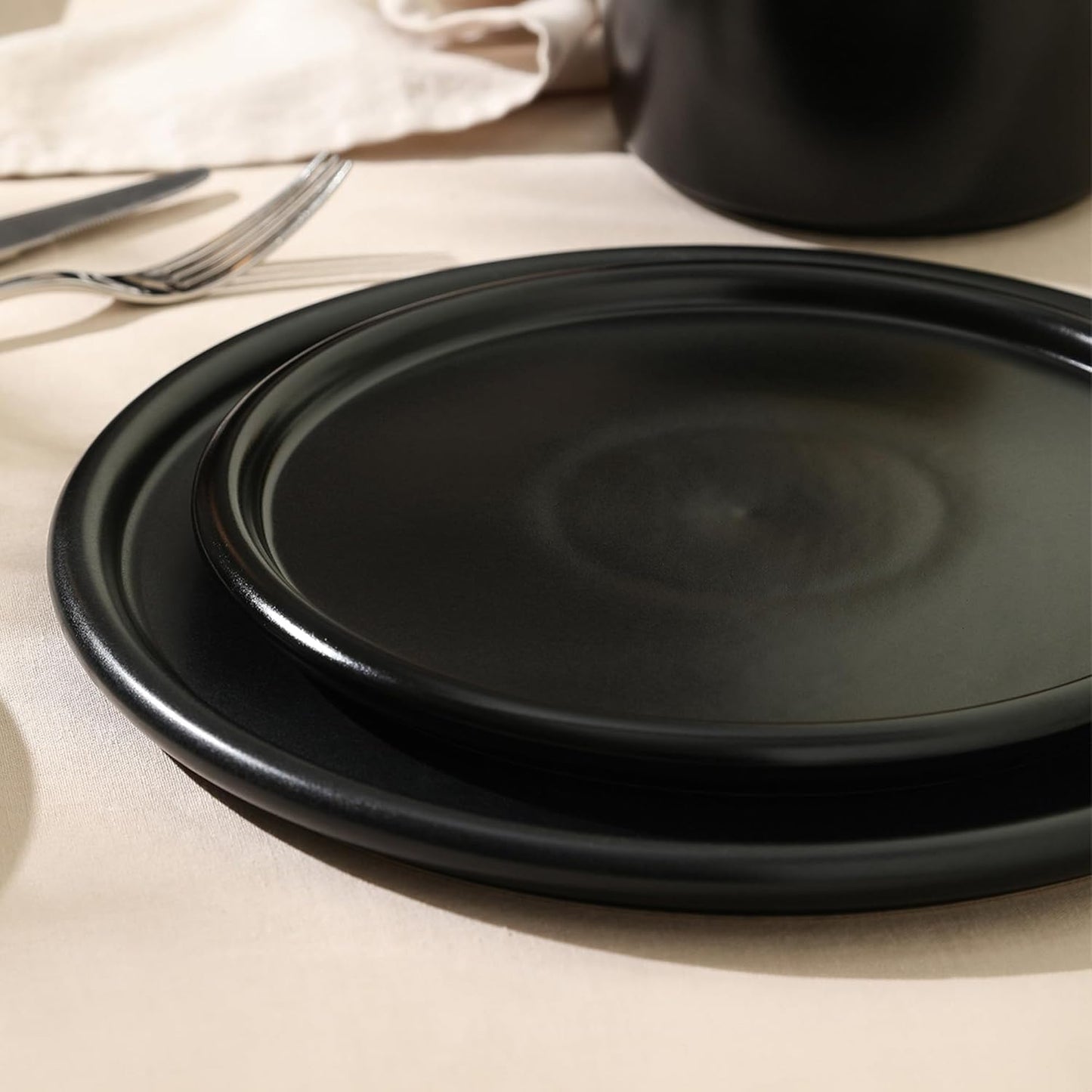 Stone Lain Eden 4-Piece Dinner Plate Set Stoneware, Black