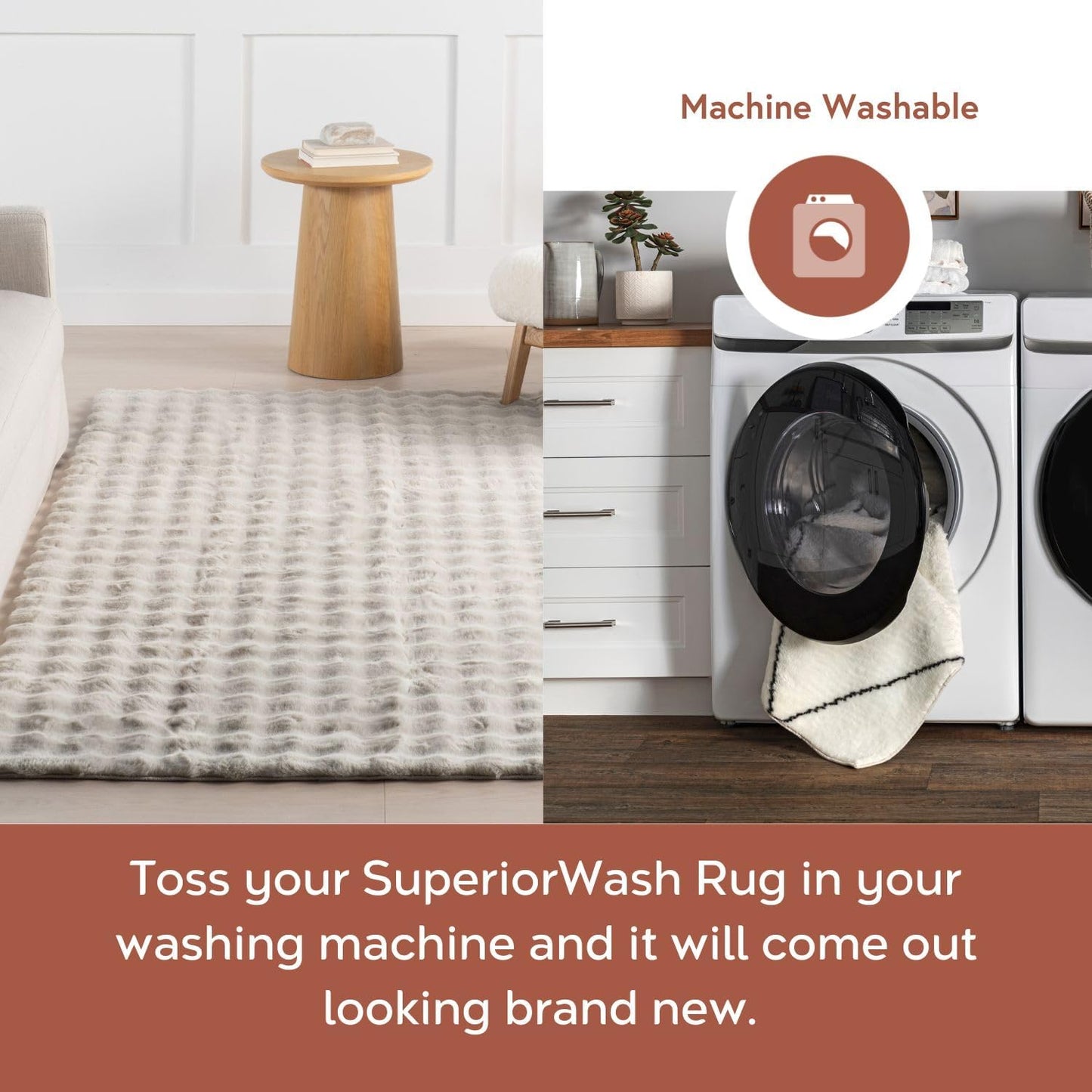 nuLOOM 7'6" x 9'6" Cozy Plush Area Rug, Machine Washable, Non-Slip, Soft Fluffy Shag Carpet for Living Room Bedroom Kids Room Nursery Home Decor, Jeni Grey