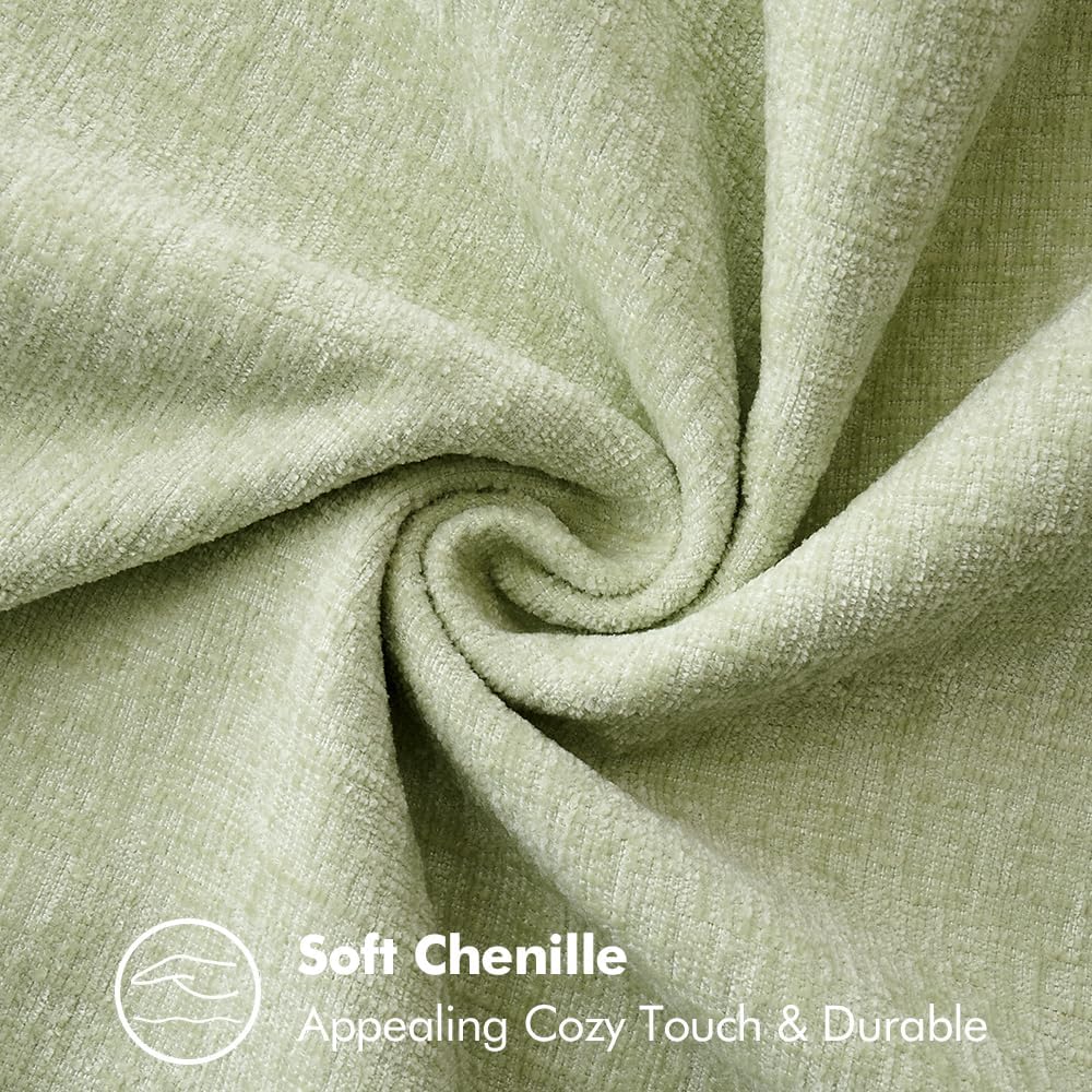 MIULEE Pack of 2 Couch Throw Pillow Covers 20x20 Inch Light Green Farmhouse Decorative Pillow Covers with Stitched Edge Soft Chenille Solid Dyed Spring Pillow Covers for Sofa Bed Living Room