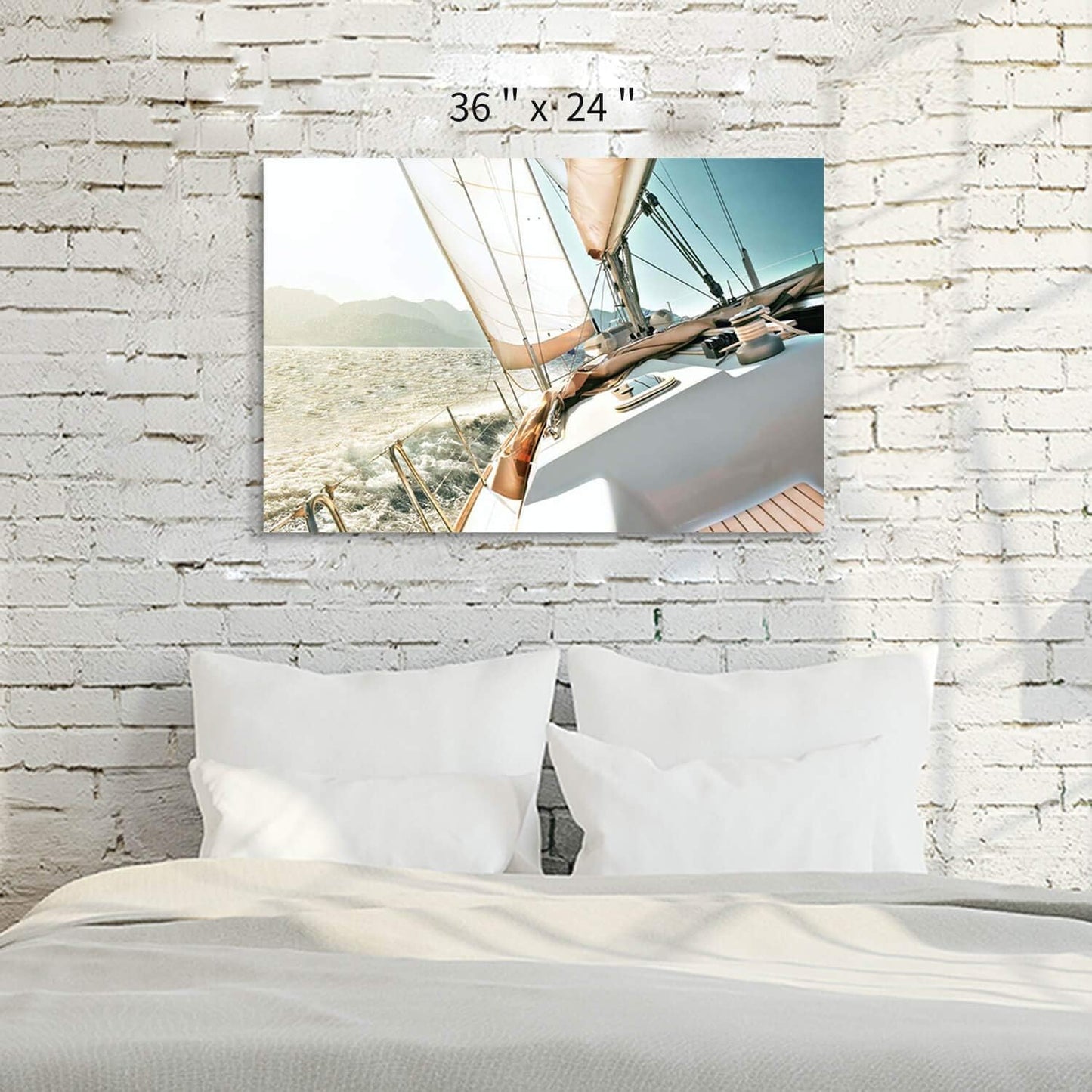 ARTISTIC PATH Nautical Picture Canvas Wall Art: Sailboat Artwork Seascape Print on Canvas for Office Bedrooms (36" W x 24" H,Multi-Sized)