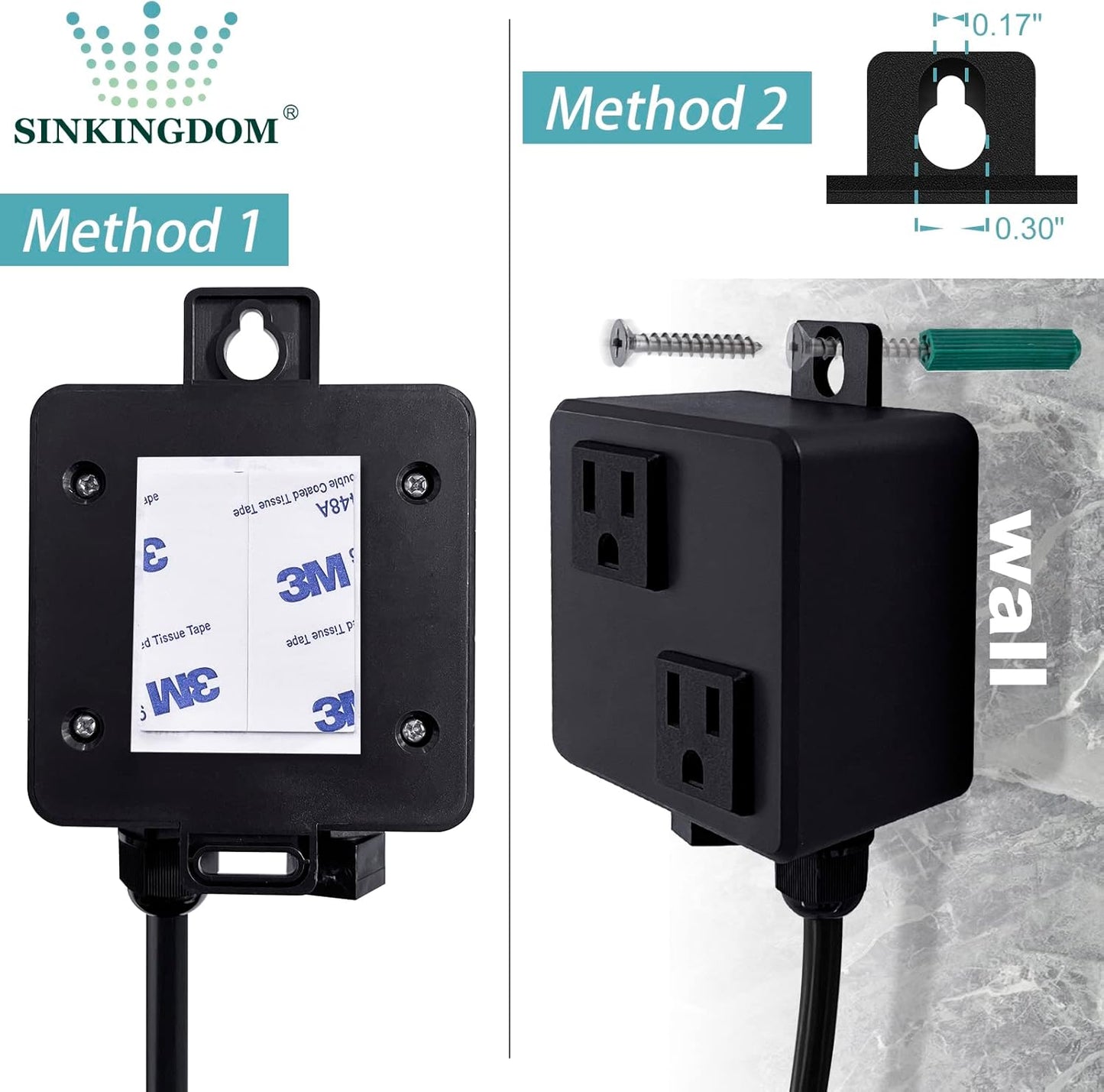 SinkTop Air Switch Kit (Long Full Brass Button) for Disposal, Dual Outlet, (Oil Rubbed Bronze)