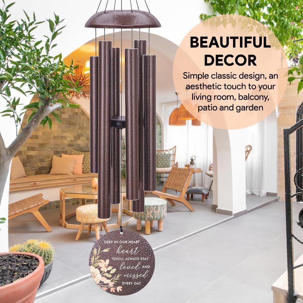 Personalized Wind Chimes, Sympathy Wind Chime, in Loving Memory for Loss of Loved Dad/Mom, Metal Large Memorial Condolences Gifts, Remembrance Wind Chimes for Loss of Loved One