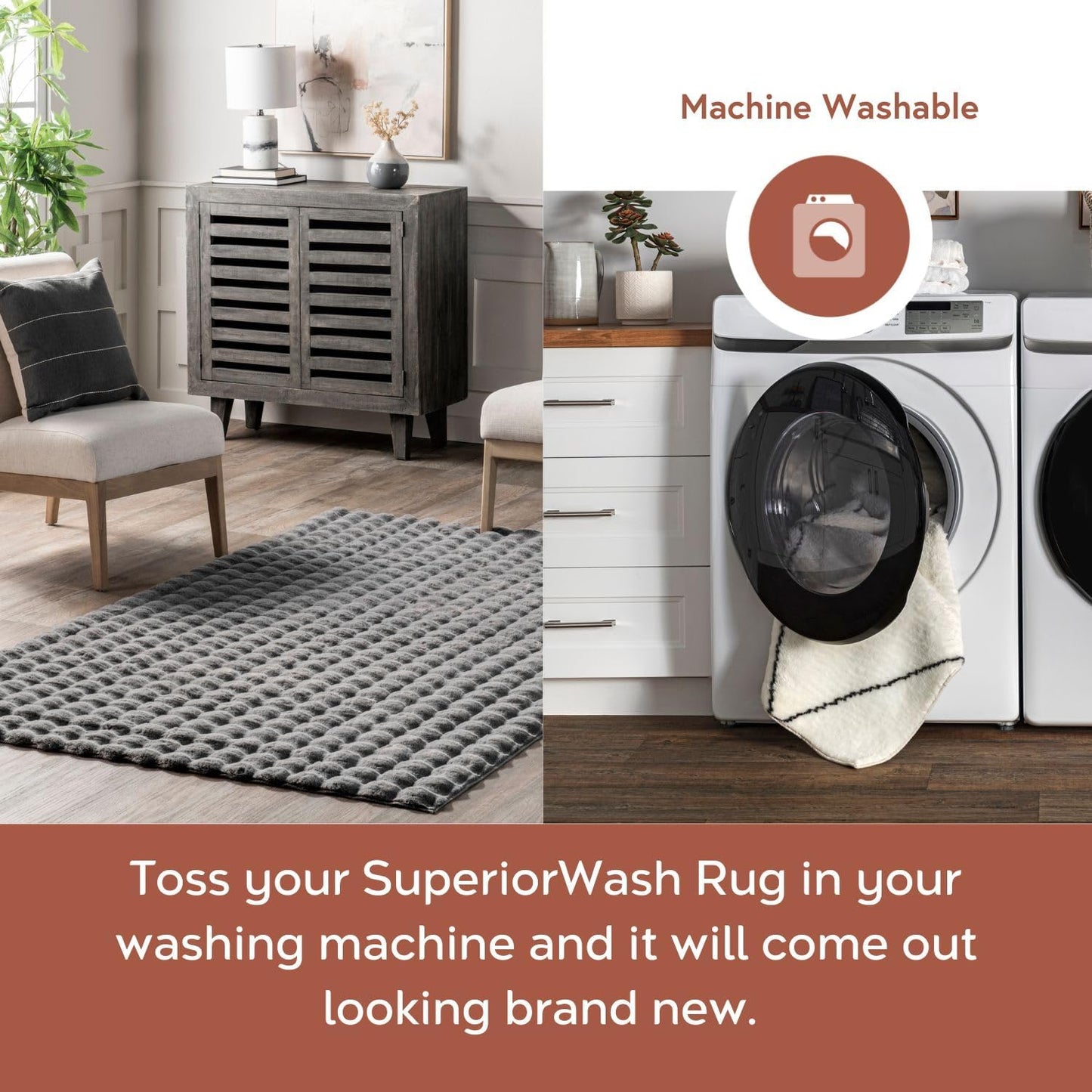 nuLOOM Jeni Checkered 2'6" x 6' Machine Washable Runner Rug for Living Room Bedroom Dining Room Entryway Hallway Kitchen, Dark Grey