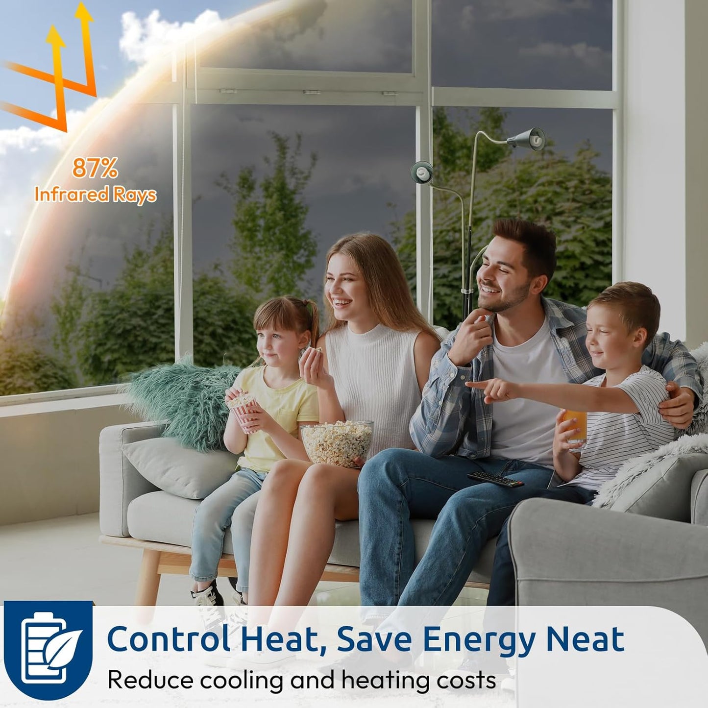 rabbitgoo Window Privacy Film One Way Window Tint for Home, Removable Reflective Heat Sun Blocking Anti UV Glass Door Covering, Mirror Tinting Film House Office, 35.4 in X 32.8 Feet, Black Silver