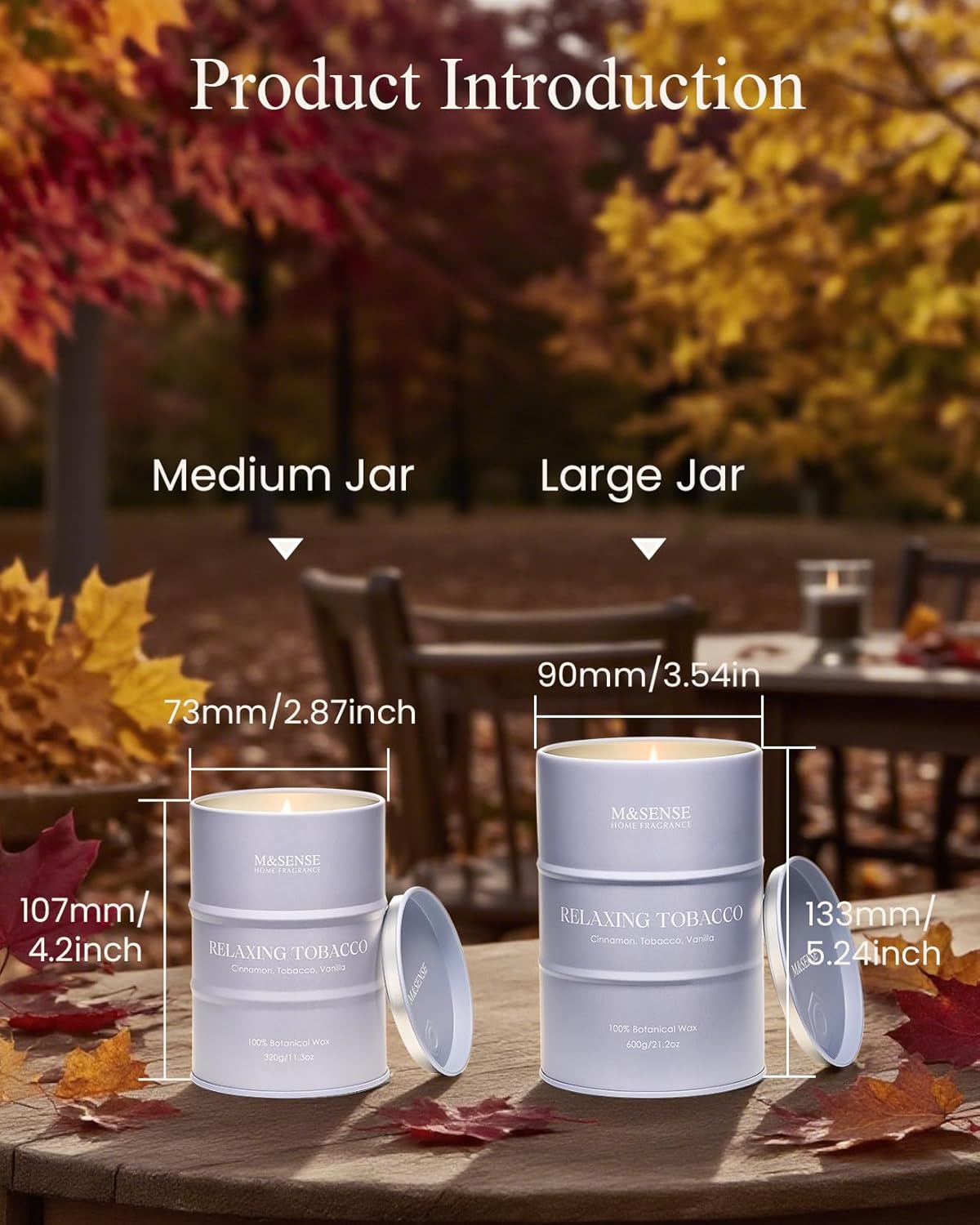 M&SENSE Tobacco Scented Candles Natural Non Toxic, Aromatherapy Candle for Stress Relief Meditation Relaxing, Housewarming Gifts for Women Men, 11.3oz 70 Hour Long Burning