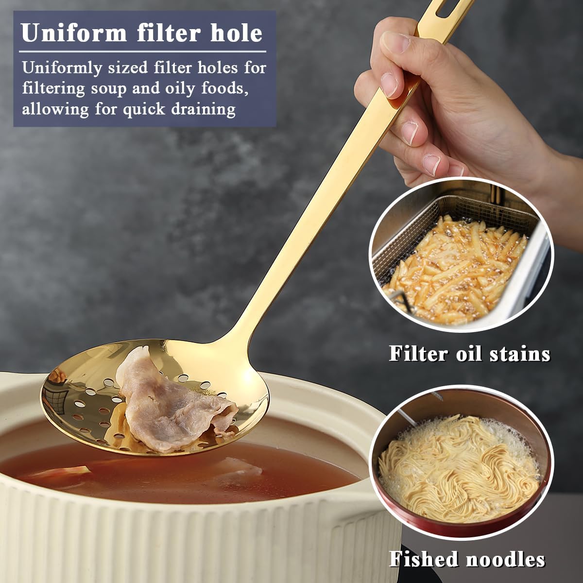 Evanda Gold Kitchen Utensils Set 6pcs, Titanium Plating Stainless Steel Cooking Utensils Set, Heavy Duty Kitchen Tools Spatulas Set, Home Essentials Kitchen Gadgets Accessories