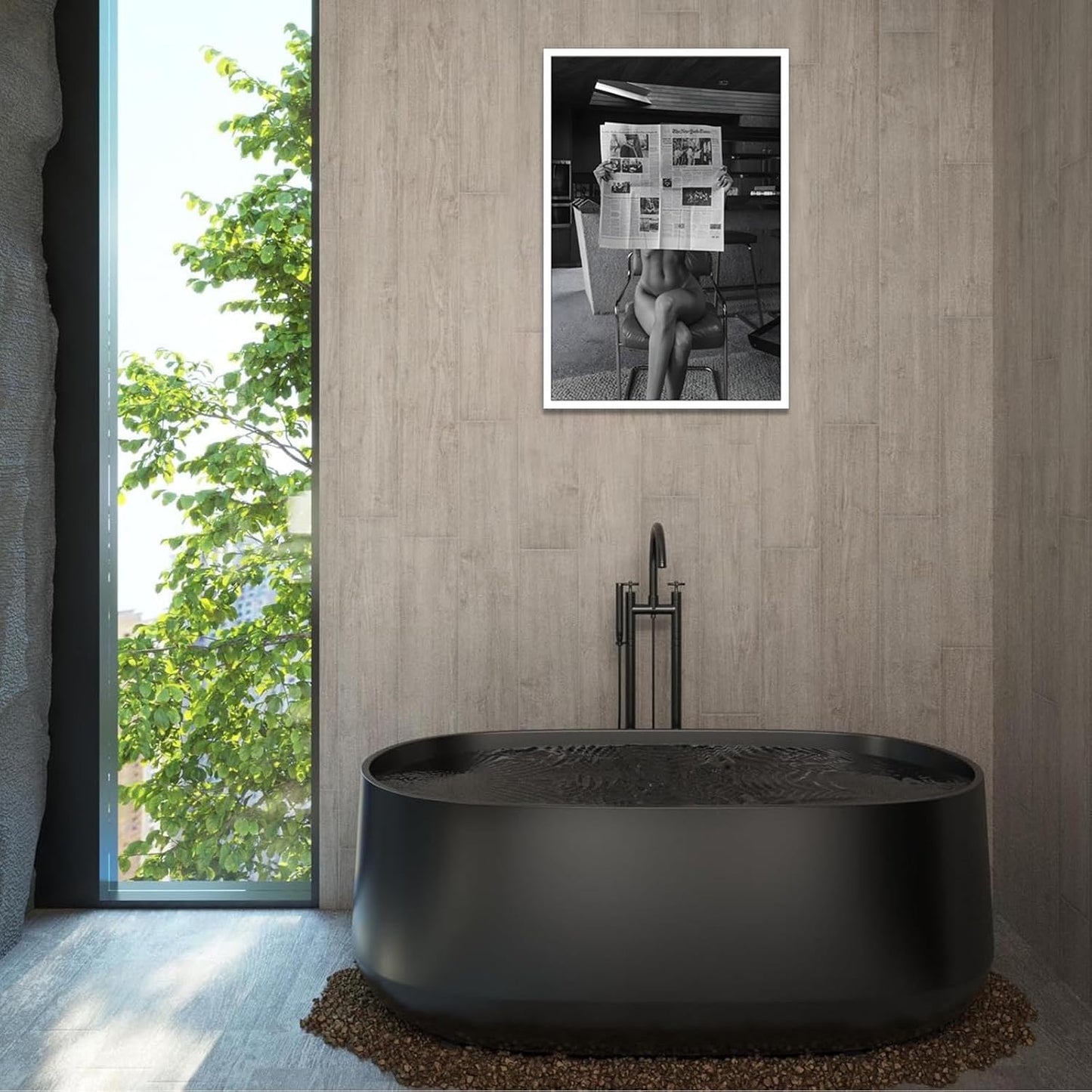 Liyark Sexy Glamorous Reader Poster Feminist Art Black and White Preppy Canvas wall art Retro Room Aesthetic Newspaper prints painting Trendy Naked Women Art wall decor 12x16in Unframed