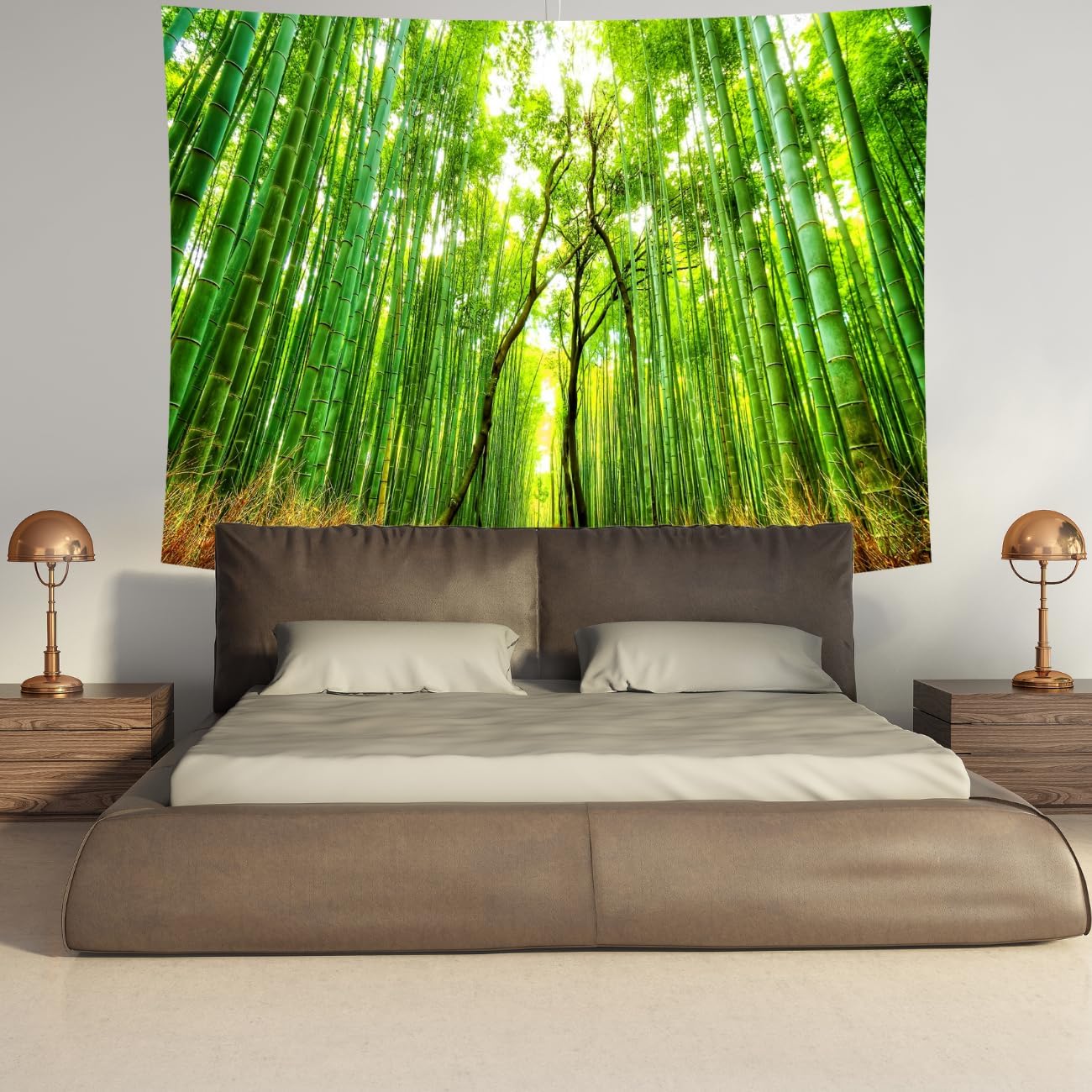 Delur Forest Pathway Tapestry Sunset Tropical Rainforest Nature Tree Tapestry Wall Hanging Sunrise Scenic Natural Green Landscape Headboard for Bedroom Living Room Home Decor (59.1" x 78.7")