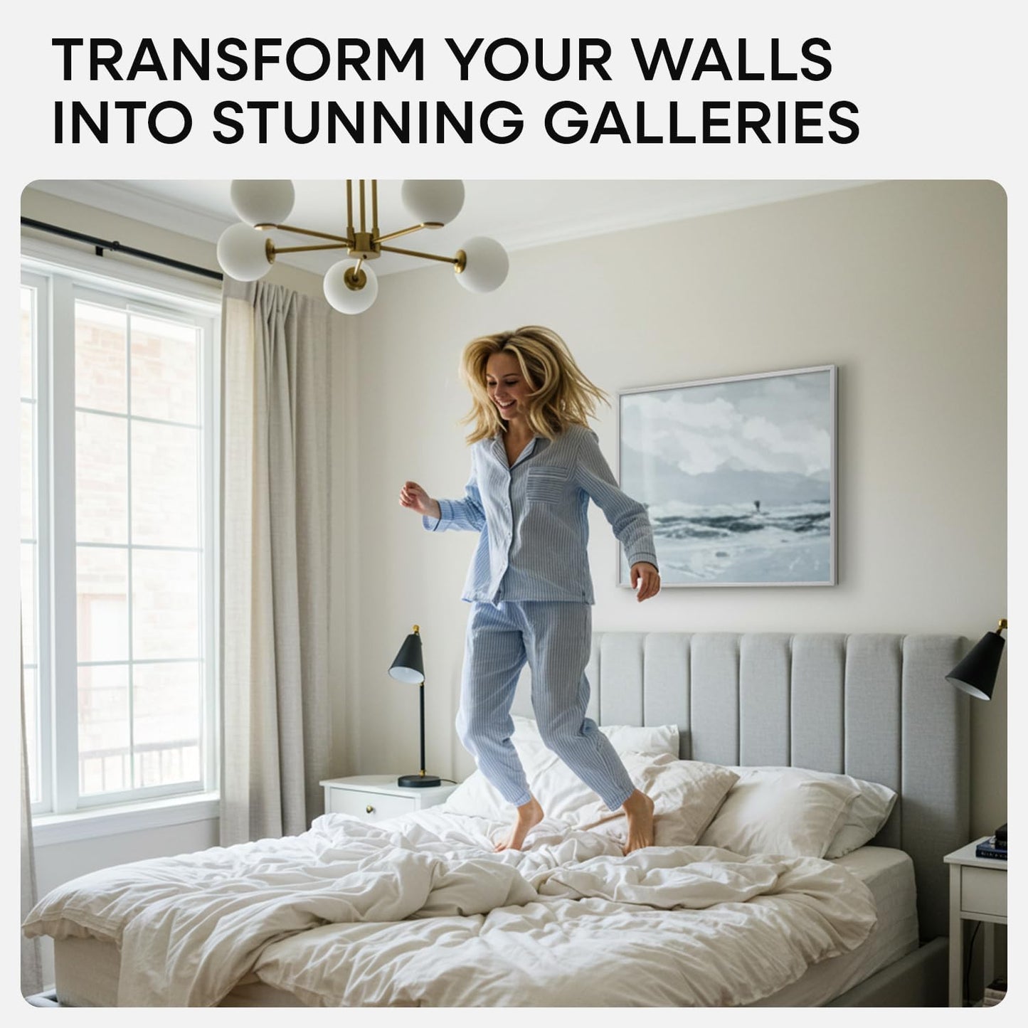 Homeforia 24x24 Silver Picture Frame, High End Metal 24 x 24 Large Square Silver Frames with Mat 20 by 20 inch Photo, 24by24 Thin Poster Frame Matted to 20x20 Print, Tempered Glass, Wall Kit, Set of 1