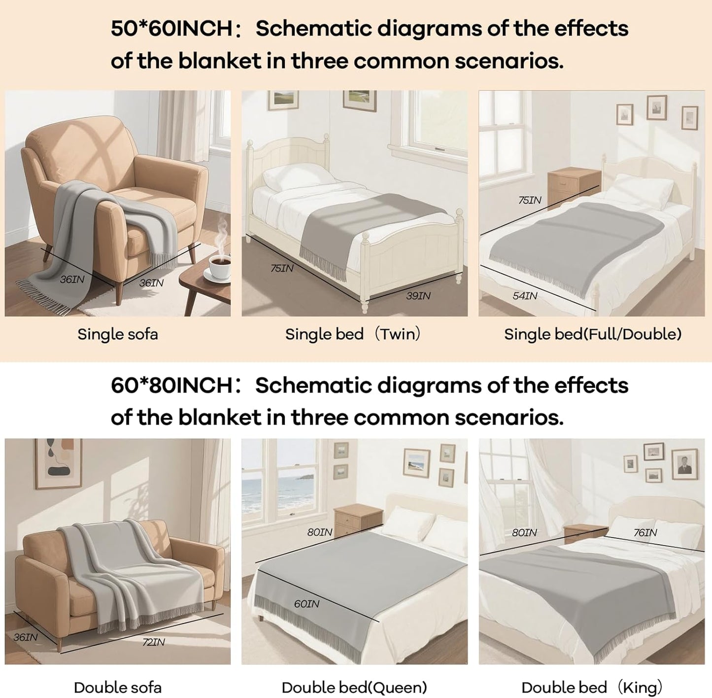 inhand Green Christmas Throw Blanket for Couch and Bed, Birthday Gifts for Women Teen Girl Friend Home Decor Knitted Blanket and Throws, Outdoor Lightweight Farmhouse Warm Woven Decorative, 50"x60"