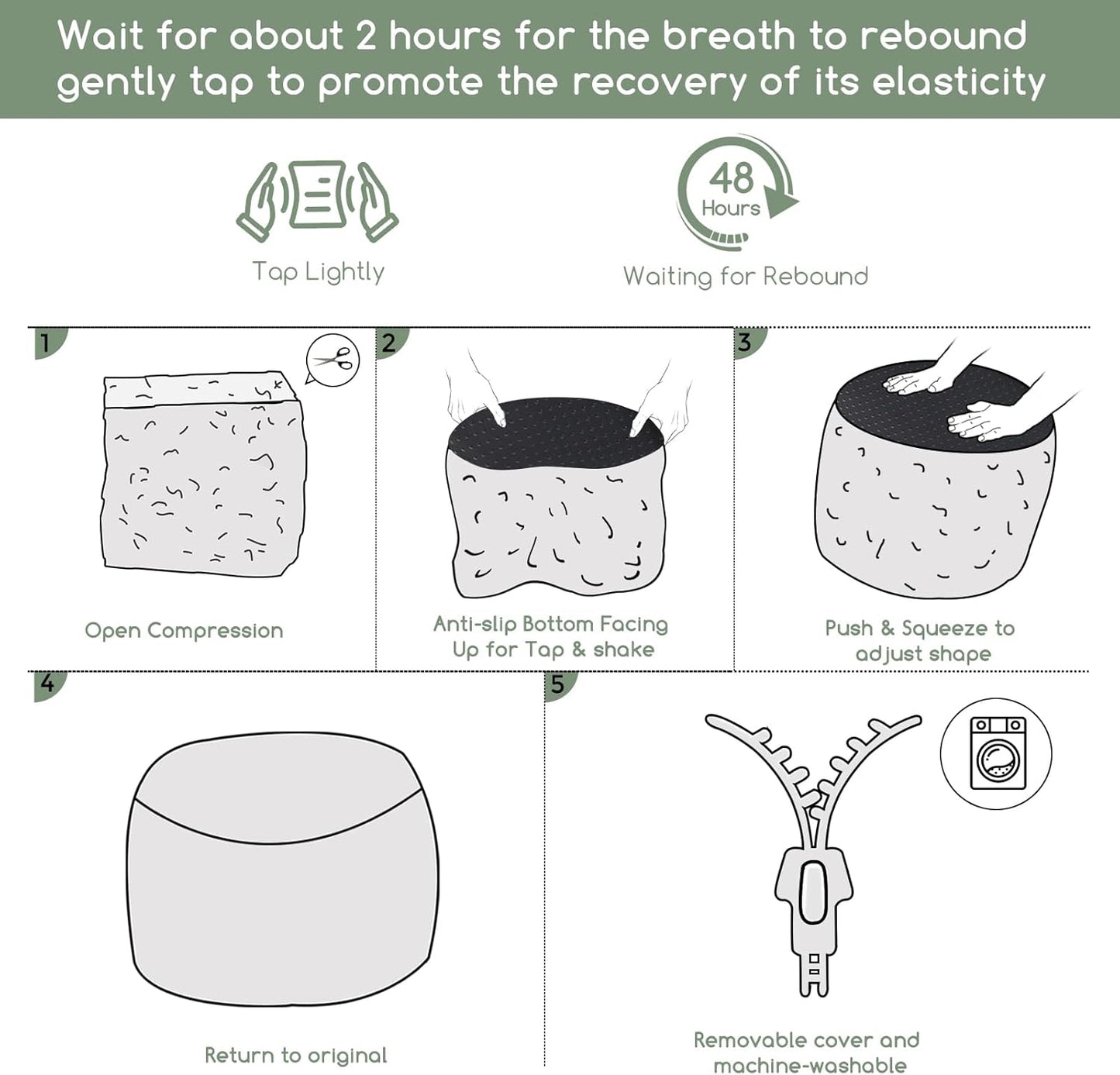 HIGOGOGO Round Stuffed Pouf Ottoman, Pu Leather Poufs with Foam Chunk Filling, Furry and Fluffy Pouf Foot Stool Storage Ottoman, 20 X 15 Floor Poufs Foot Rest for Living Room,Dark Brown