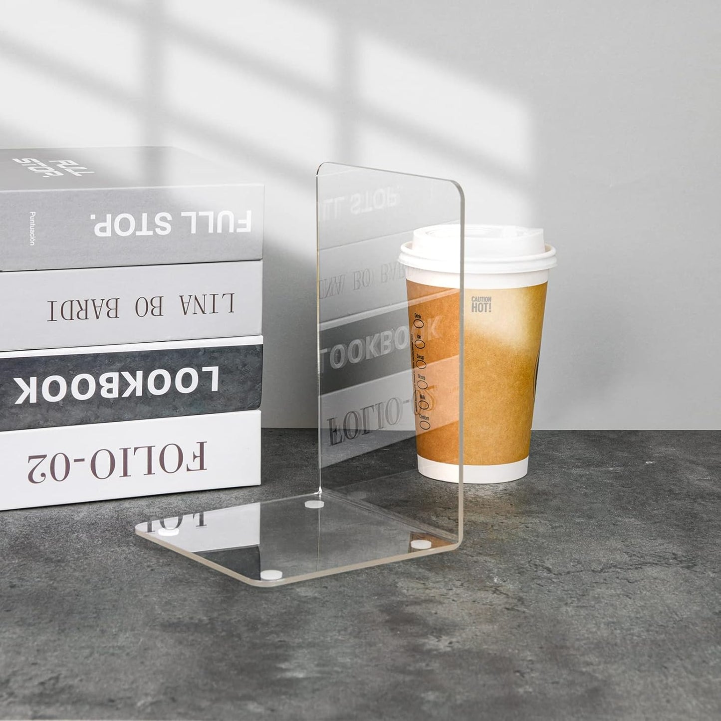 Lulonpon 2 Pieces Book Ends, Bookend, Books Ends for Shelves, Books Ends for Heavy Books, Clear Bookends, Acrylic Bookends for School, Library,Desktop Organizer and Book Shelves