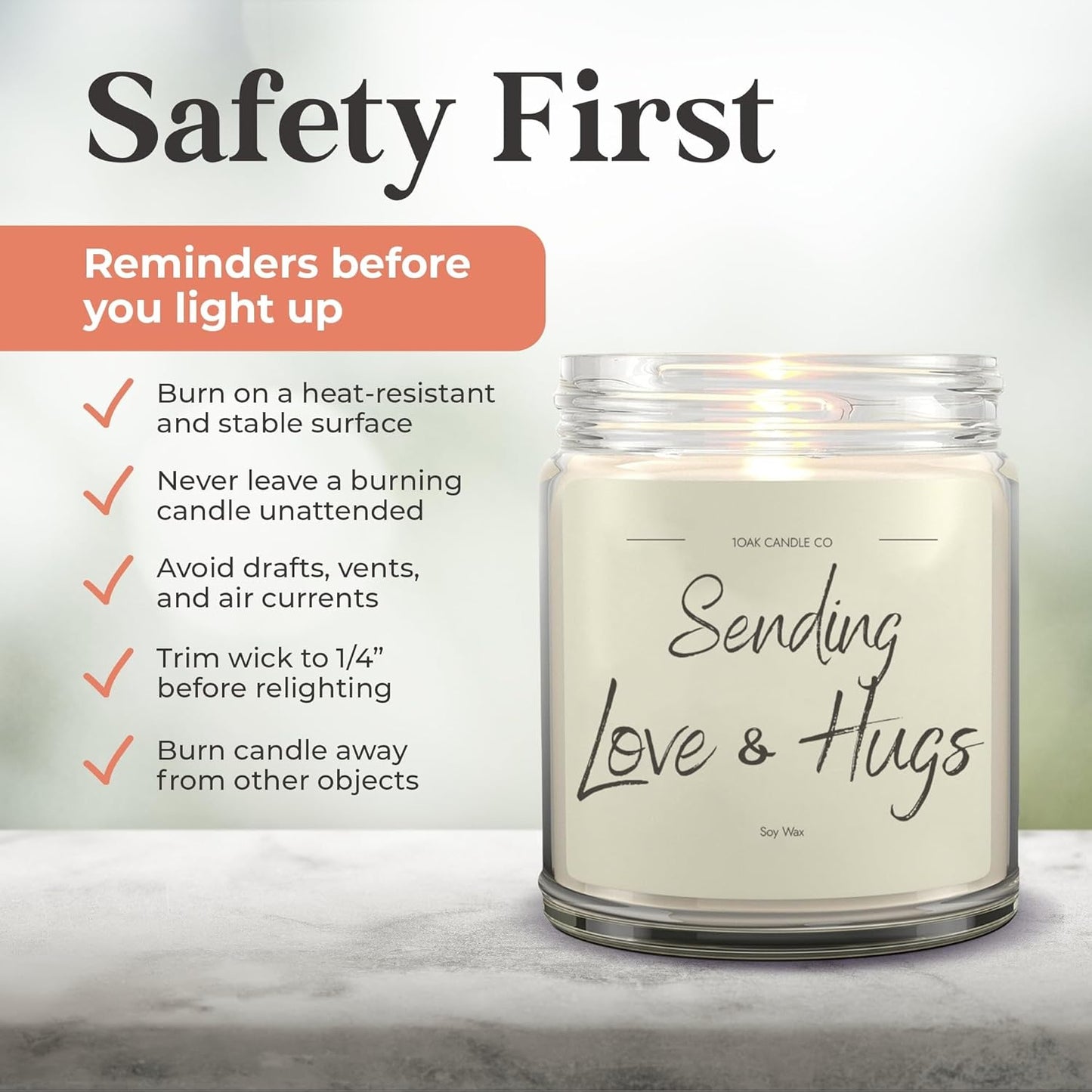 1OAK Vanilla Soy Candles - Big Hug Candle - Grief Gifts - Thinking of You Gifts for Women - Sympathy Gift - Condolence Gift - Sympathy Candle - Cheer Up