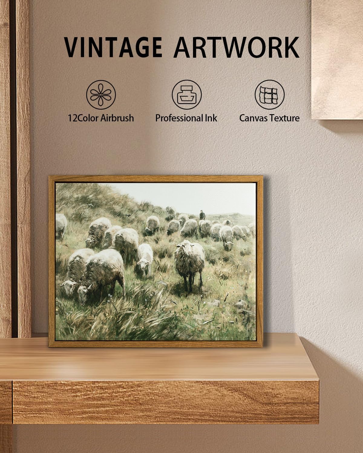 Framed Wall Art, Canvas Wall Art for Living Room Decor,Wall Decor Aesthetic, Country Nature Landscape Painting for Bedroom Bathroom Office Home Decor