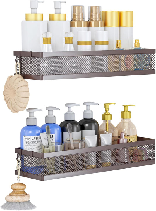 PUSDON Metal Wall Hanging Basket 2 Packs DIY Suitable for Multiple Scenes - Large Bronze Netting