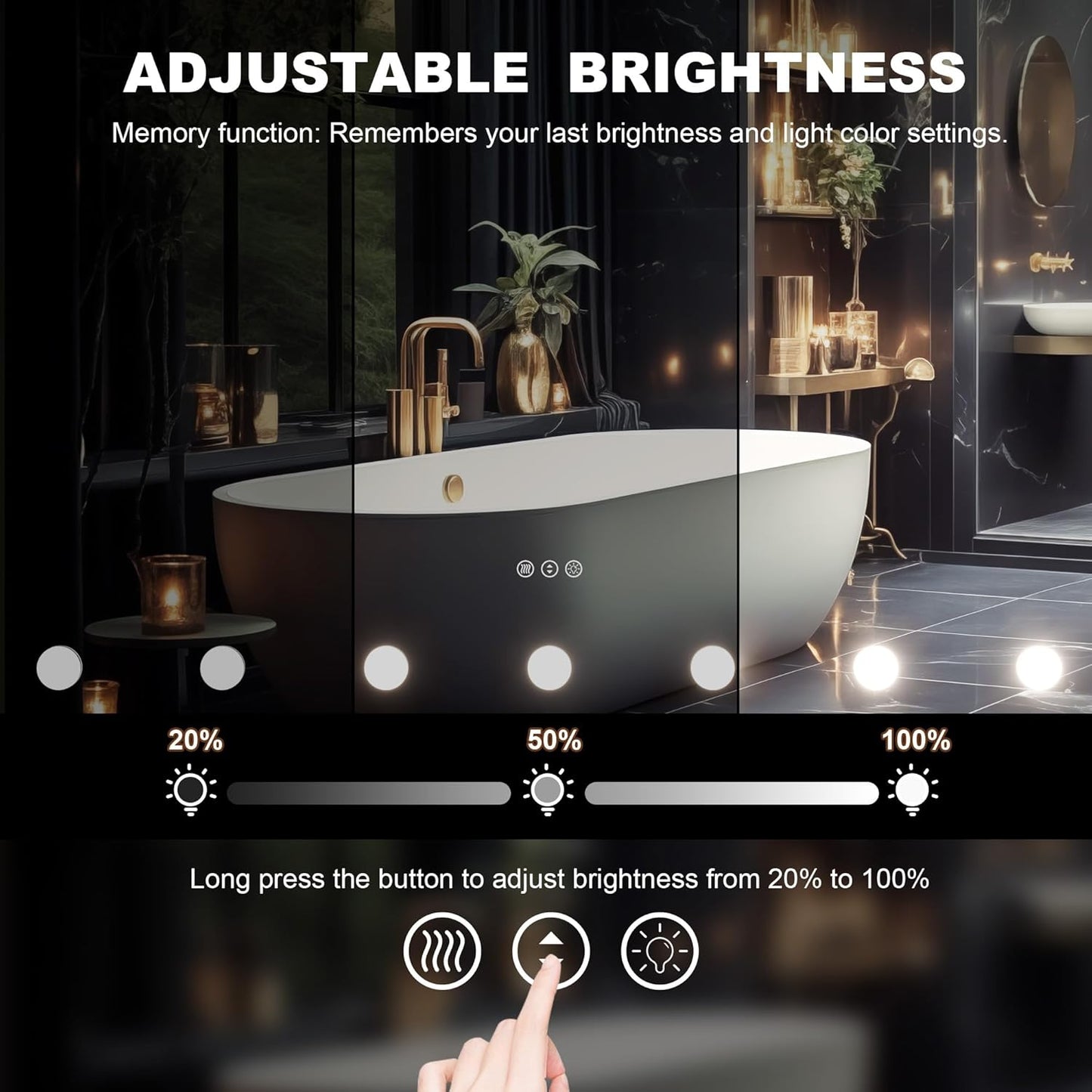 Hasipu LED Bathroom Mirror with Lights, 94" x 36" Hollywood Wall-Mounted Bathroom Mirror with 38 Dimmable Bulbs, 3 Colors Modes, Touch Control, Anti-Fog, Memory Function, Shatter-Proof, ETL Listed