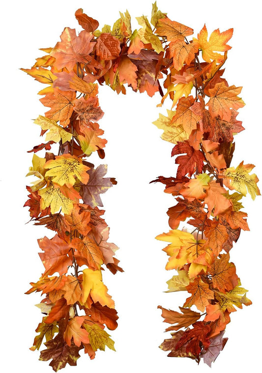 Lvydec 2 Pack Maple Leaves Fall Garland Clearance - 5.9ft/Strand Artificial Fall Foliage Garland Colorful Autumn Leaves Decoration for Home Wedding Party Halloween Thanksgiving