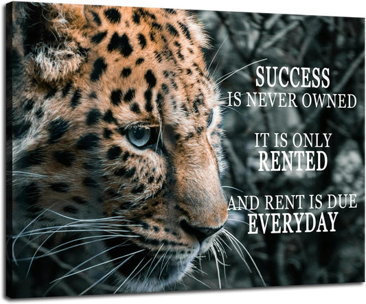 Success Is Rented Inspirational Wall Art Success Entrepreneur Quotes Posters Motivational Wall Decor For Office Living Room Bedroom Office Bathroom Canvas Print Framed Ready to Hang [30" W X 40" H]