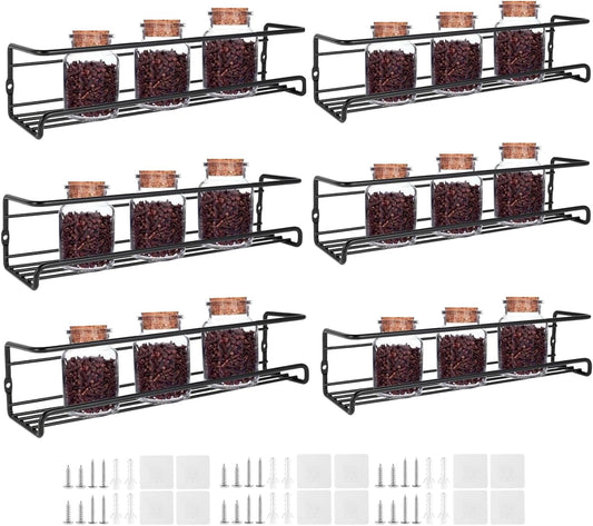Spice Rack Organiser Hanging Spice Shelves Carbon Steel Wall Mount Spice Rack Kitchen Storage Racks Storage Spices and Condiments Spice Jars for Kitchen Cabinet Cupboard Pantry Door (4)