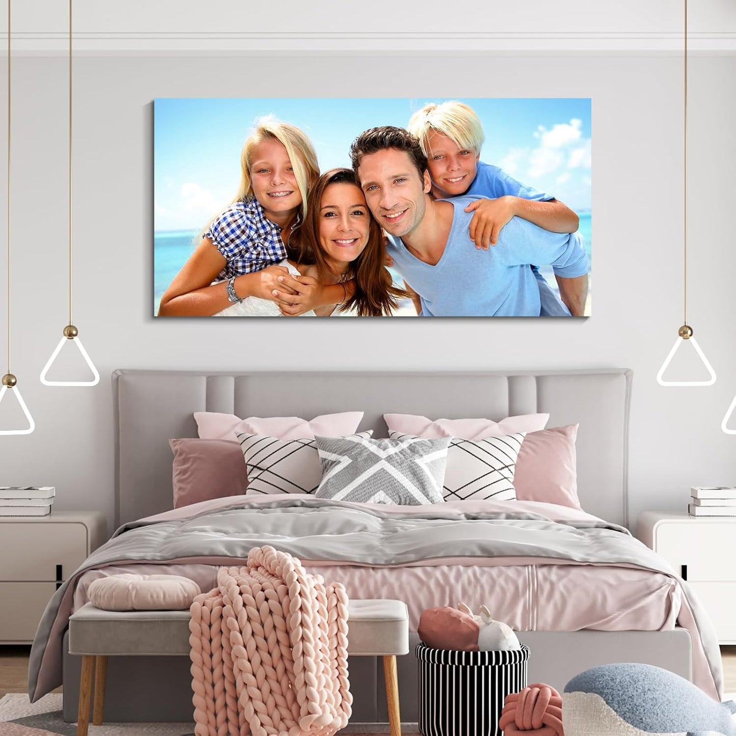 Wewejia Custom Canvas Prints with Your Photos for Family, 40x20inch Personalized Canvas Picture Wall Prints Best Custom Wall Decor for Living Room Bedroom Dining Room Office Easy to hang