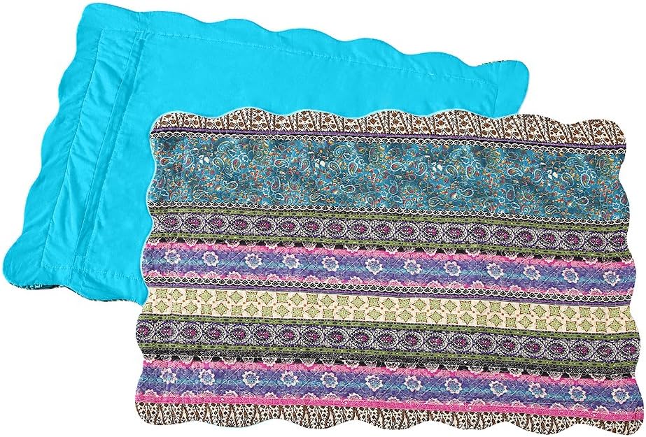 NEWLAKE Quilted Cotton Bed Pillowcases, Striped Jacquard Style, 2 Pieces, 20x27 Inch