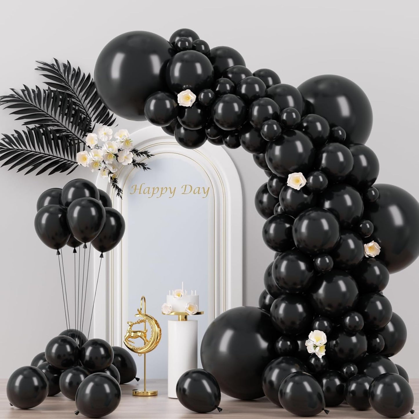 130pcs Black Balloons Different Sizes 18" 12" 10" 5" Party Latex Balloons for Birthday Graduation Baby Shower Anniversary New Year Holiday Party Decorations