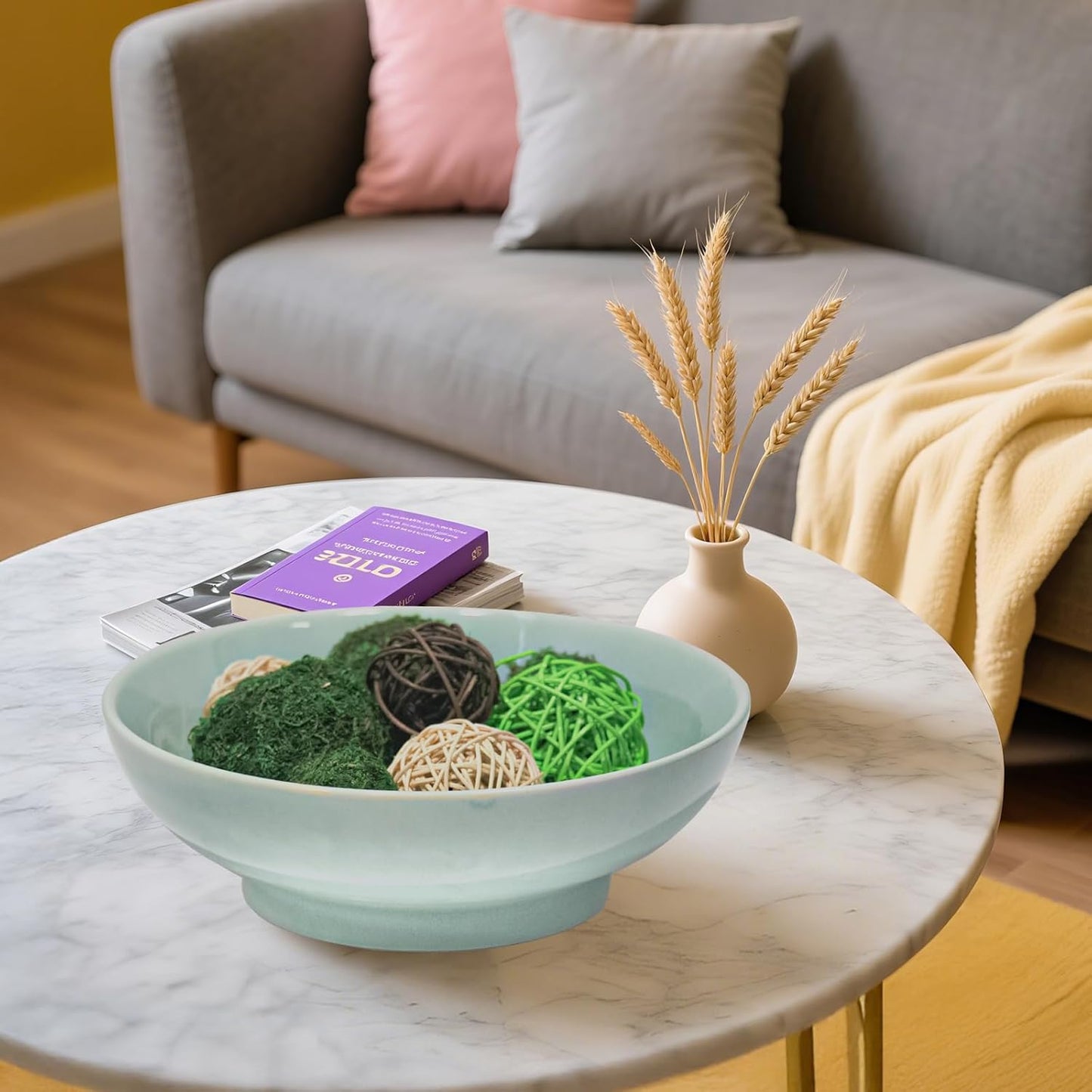 10" Decorative Bowl,Ceramic Fruit Bowl for Kitchen Counter,Coffee Table, Dining Room,Table Centerpiece Bowel,Entryway Key Holder & Jewelry Organizer (Jade green)