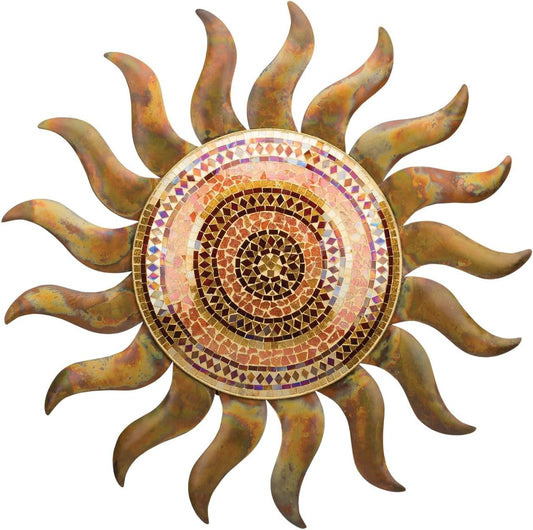 Regal Art & Gift Flamed Copper Large Metal Sun Wall Decor - 29 Inch | Indoor Outdoor Rust-Resistant Sunburst Sculpture | Eye-Catching Metal Sun Wall Art Accent for Patio, Garden, Living Room
