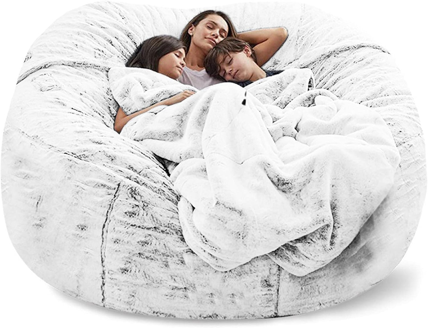 Big Huge Giant Bean Bag Chair for Adults, (No Filler) Bean Bag Chairs in Multiple Sizes and Colors Giant Foam-Filling Required- Machine Washable Covers, Double Stitched Seams (Snow Black,6FT)