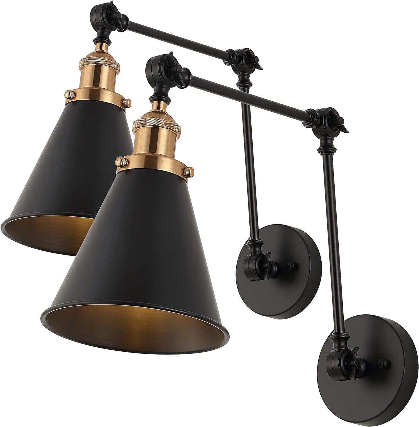 JONATHAN Y JYL7462A-SET2 Rover 7" Farmhouse Industrial Adjustable Arm Metal LED Wall Sconce Rustic Bohemian 2700K 4W Bulb for Entryway Lobby Kitchen Bathroom Bedroom Hallway, Black (Set of 2)