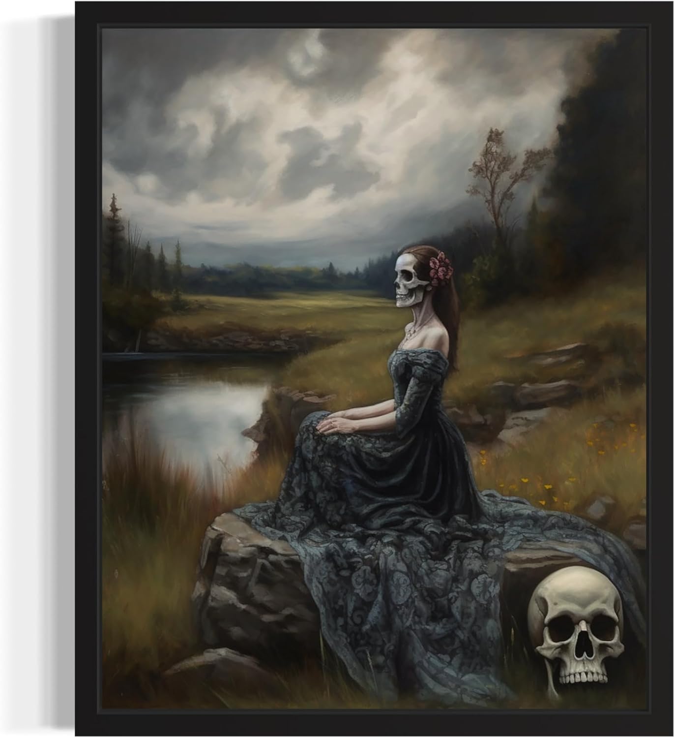 Widow Ghost Poster Art Print, Halloween Scary Vintage Wall Art Academia Spooky Painting Decoration for Horror Prints, Gothic Posters Bedroom Decor 89 (Widow Ghost, 16 x 20 inches, Unframed)